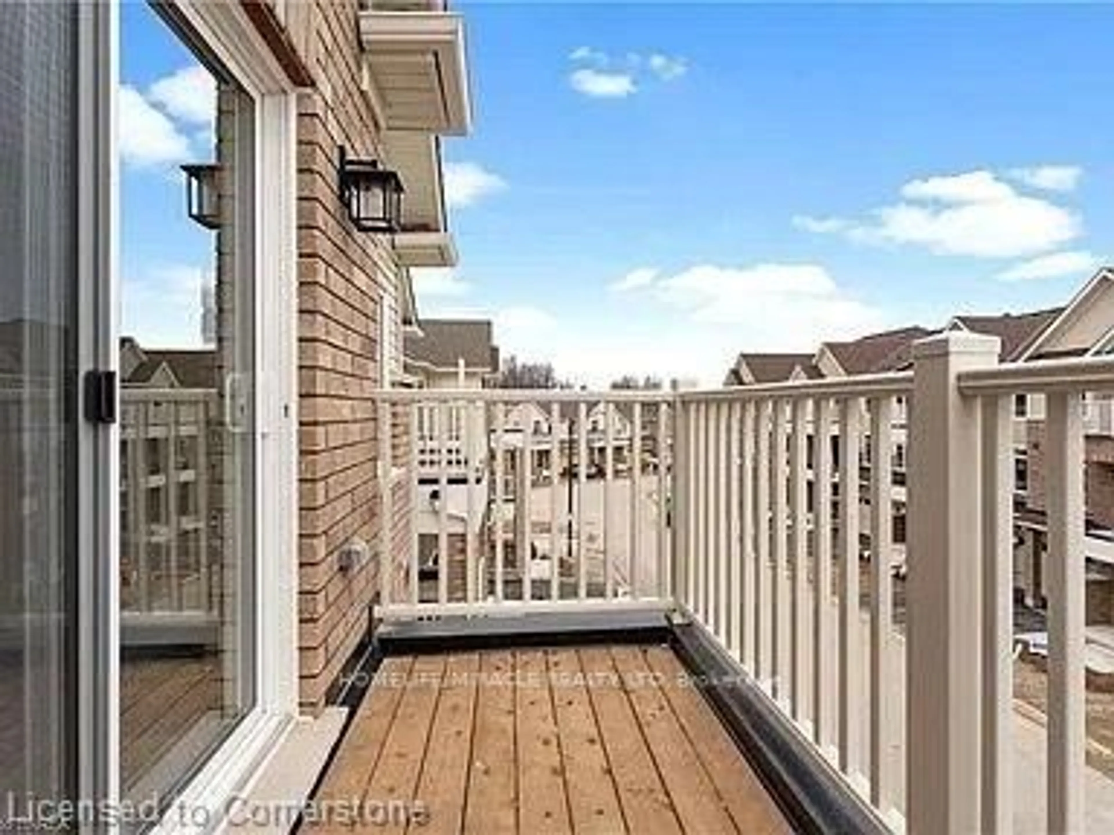 Balcony in the apartment, city buildings view from balcony for 113 Hartley Ave #56, Paris Ontario N3L 0K8