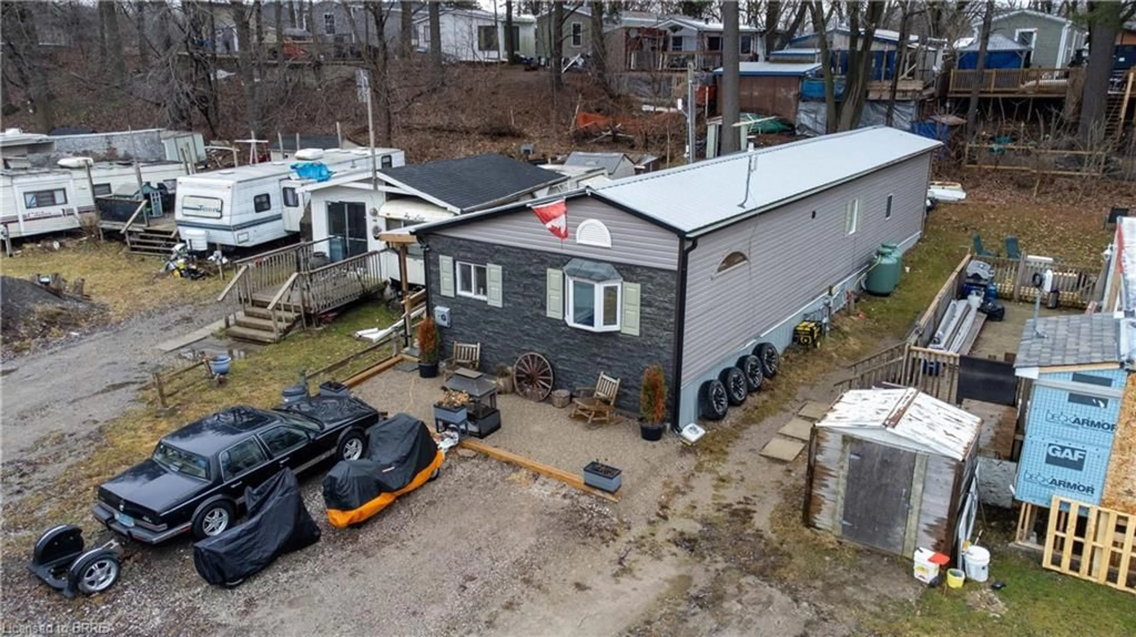 A pic from outside/outdoor area/front of a property/back of a property/a pic from drone, building for 99 Fourth Concession Rd #150, Burford Ontario N0E 1A0