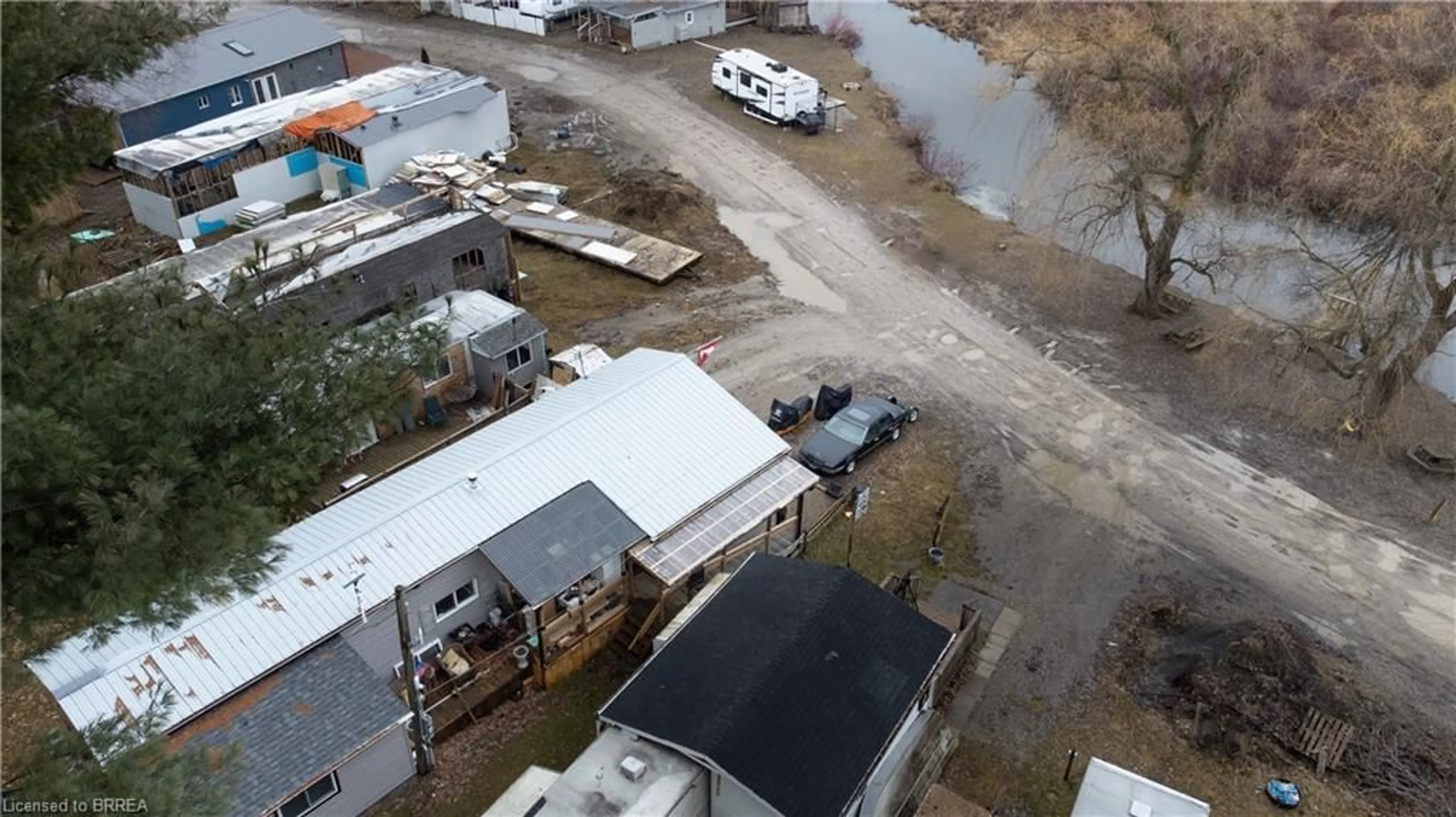 A pic from outside/outdoor area/front of a property/back of a property/a pic from drone, street for 99 Fourth Concession Rd #150, Burford Ontario N0E 1A0