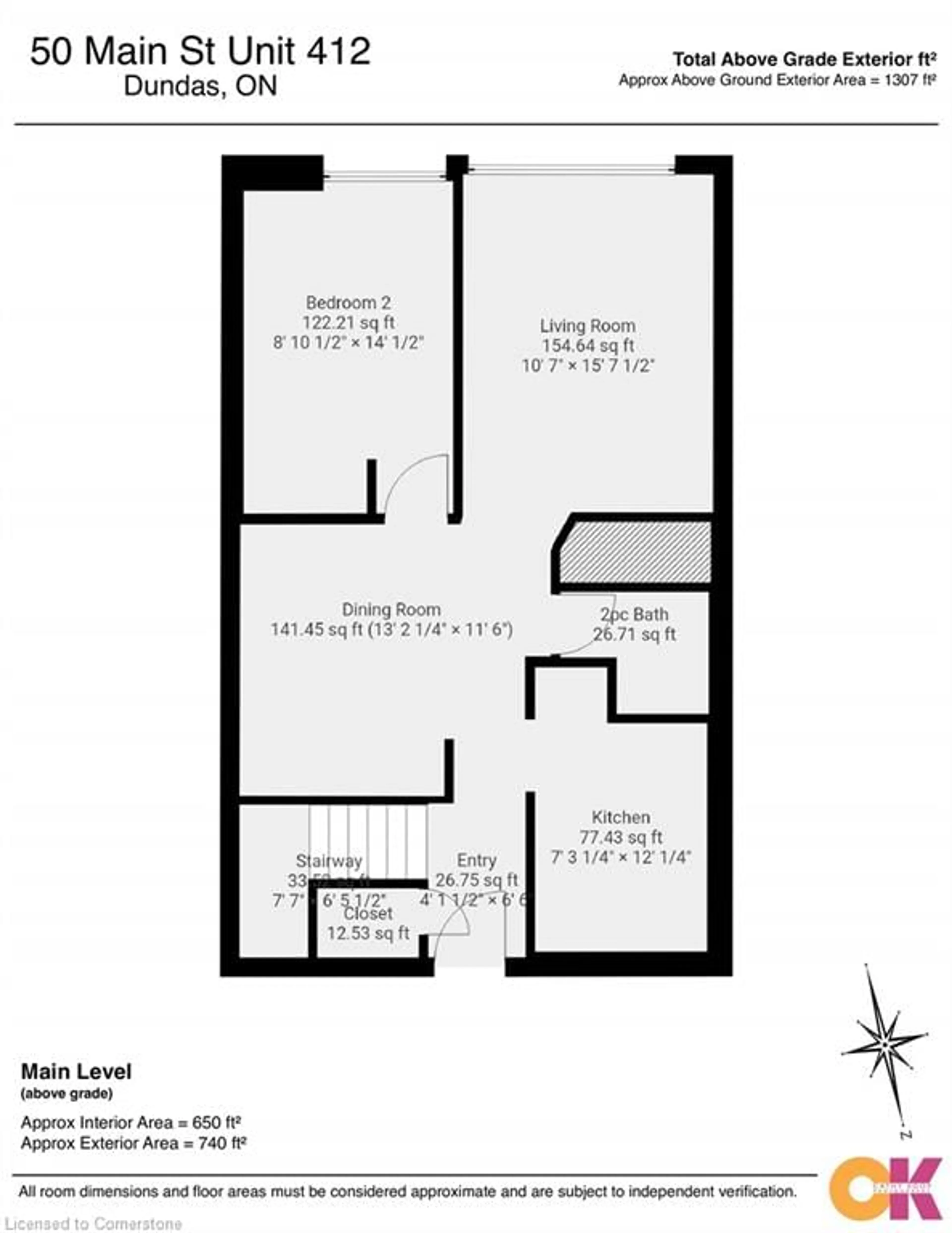 Floor plan for 50 Main St #412, Dundas Ontario L9H 6P8