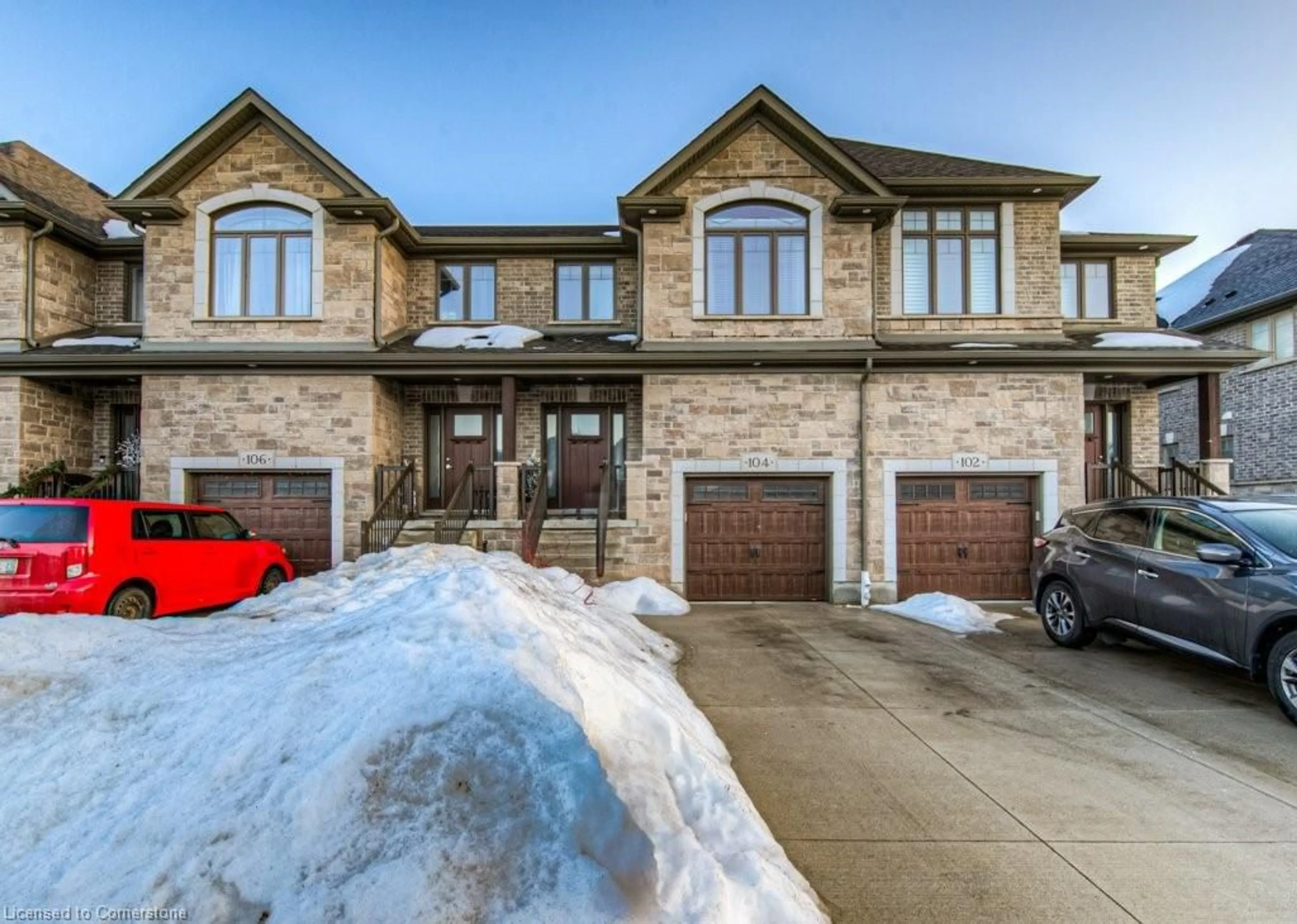 Home with brick exterior material, street for 104 Hollybrook Trail, Kitchener Ontario N2R 0M7