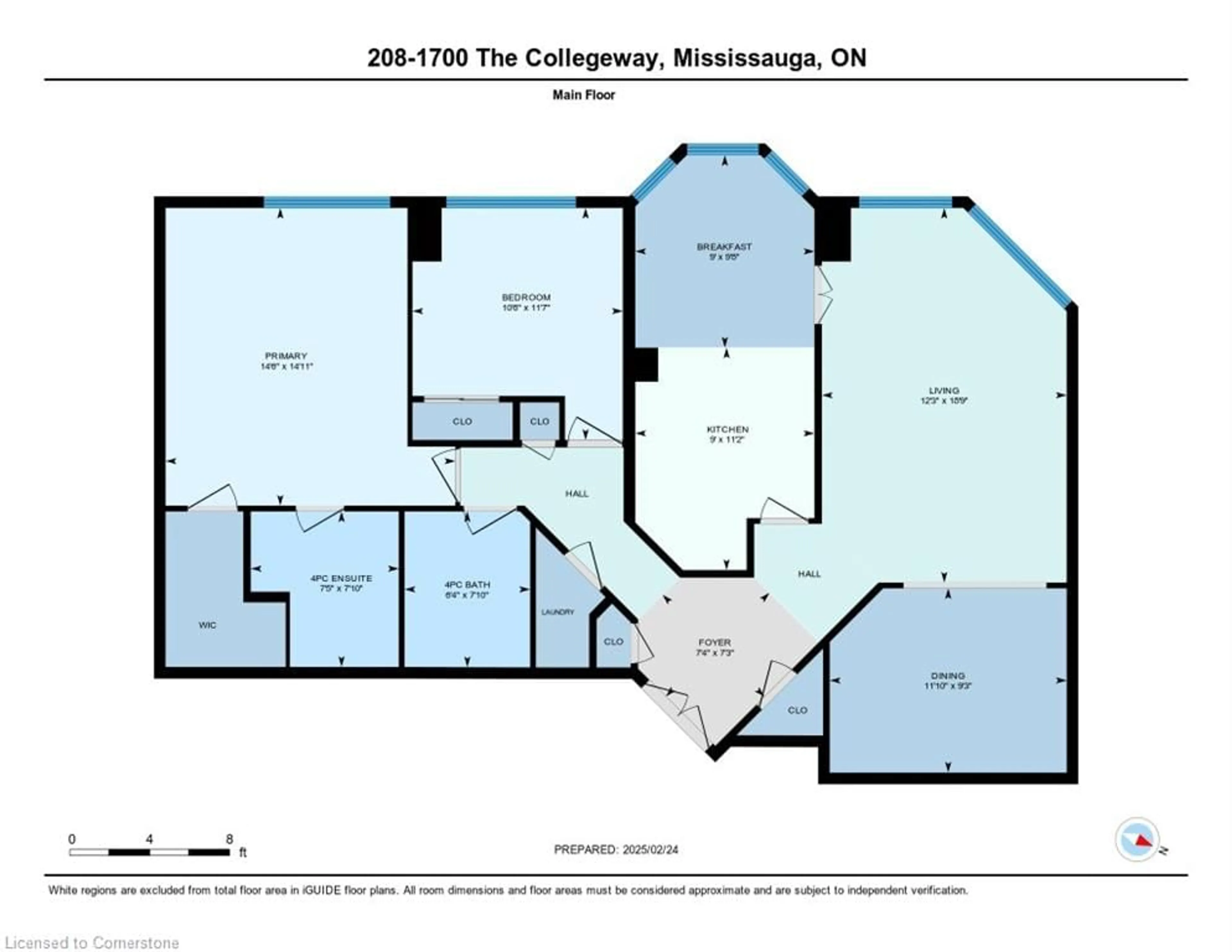 Floor plan for 1700 The Collegeway #208, Peel Ontario L5L 4M2