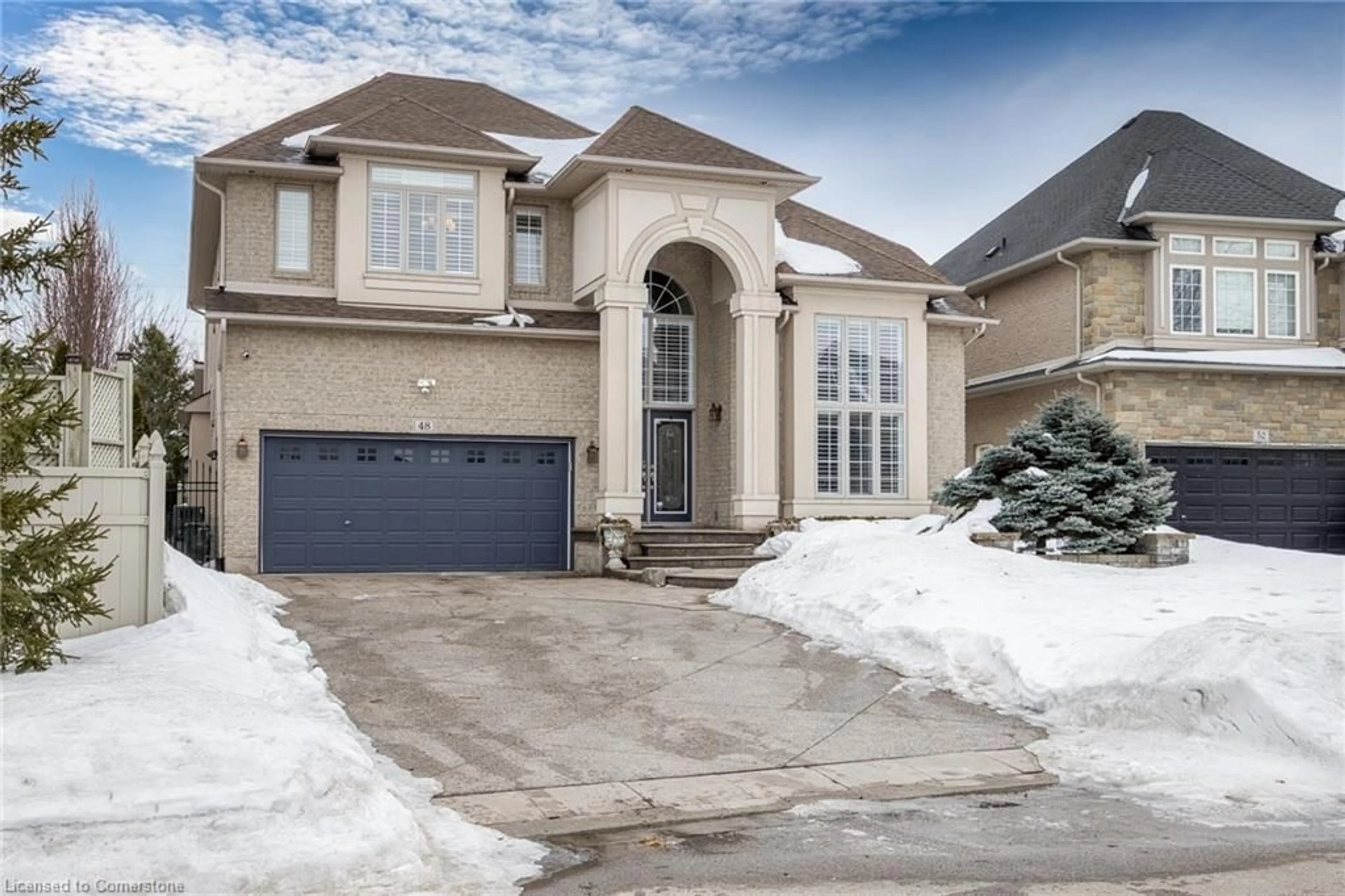 Home with brick exterior material, street for 48 Playfair Crt, Ancaster Ontario L9K 1R6