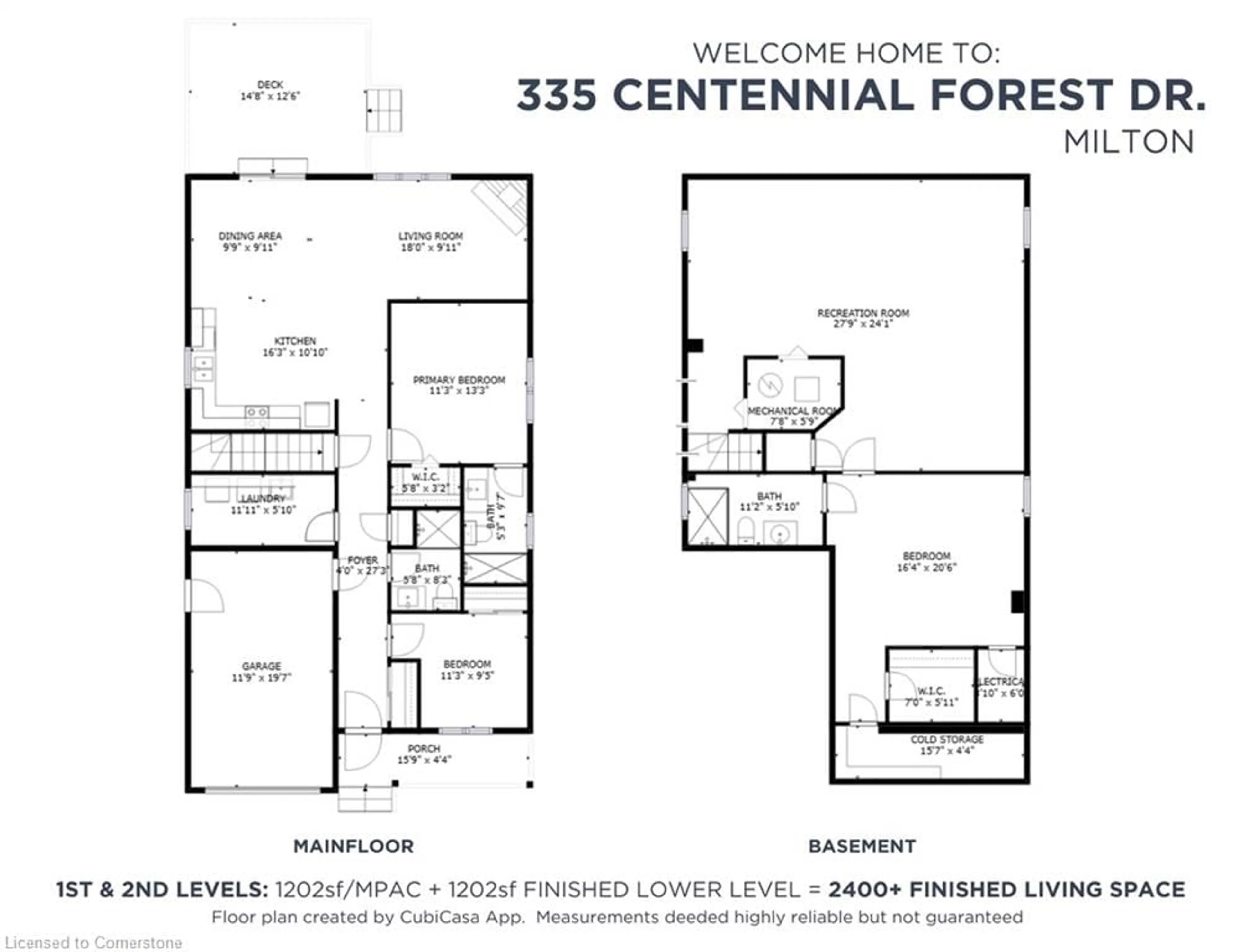 Floor plan for 335 Centennial Forest Dr, Milton Ontario L9T 5X4