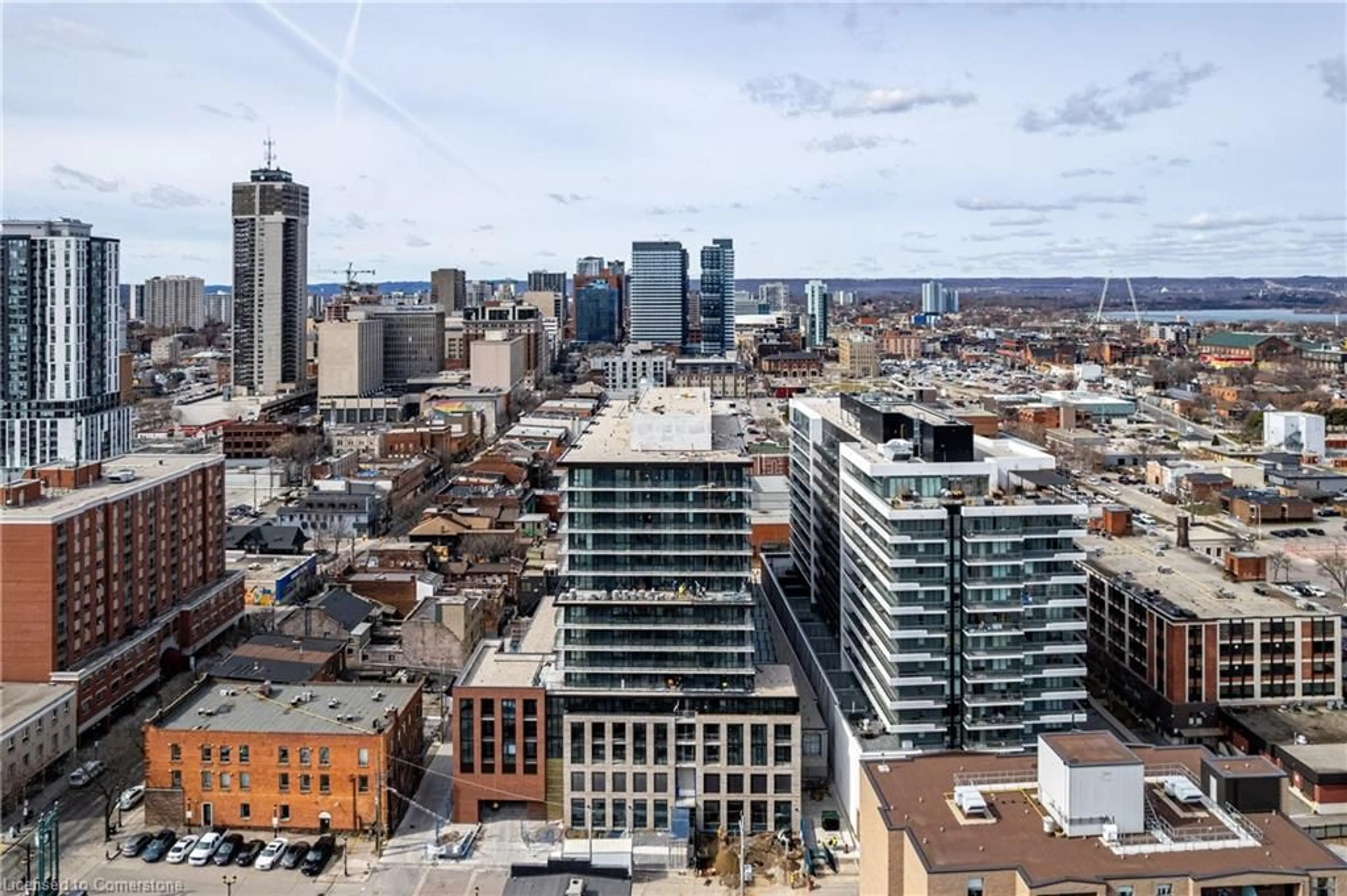 A pic from outside/outdoor area/front of a property/back of a property/a pic from drone, city buildings view from balcony for 1 Jarvis St #315, Hamilton Ontario L8R 3J2