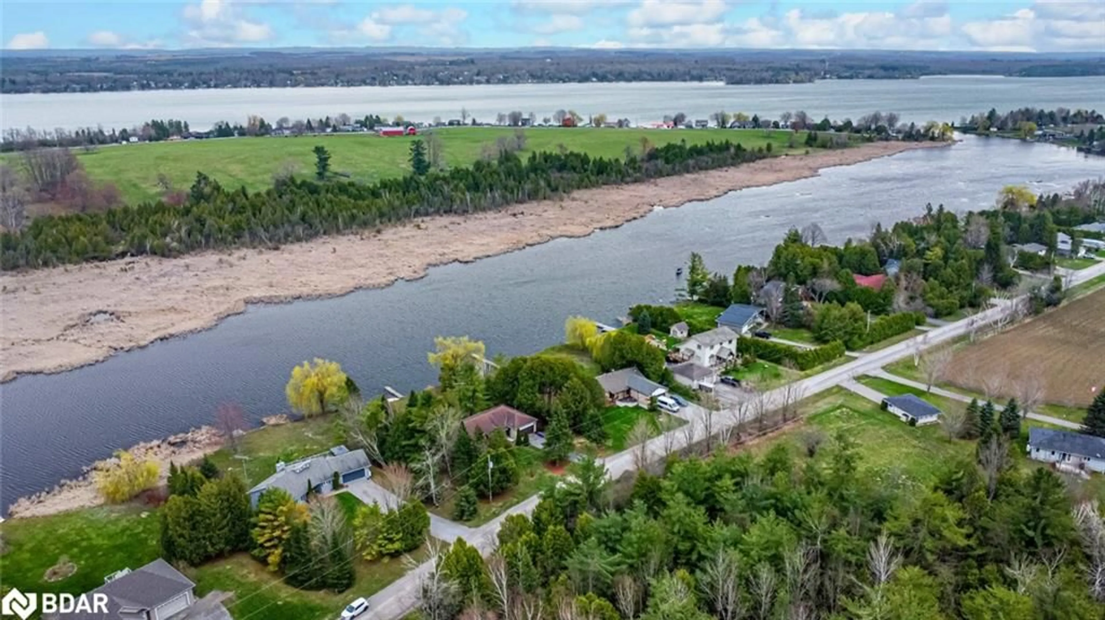 A pic from outside/outdoor area/front of a property/back of a property/a pic from drone, water/lake/river/ocean view for 86 Aino Beach Rd, Mariposa Ontario K0M 2C0