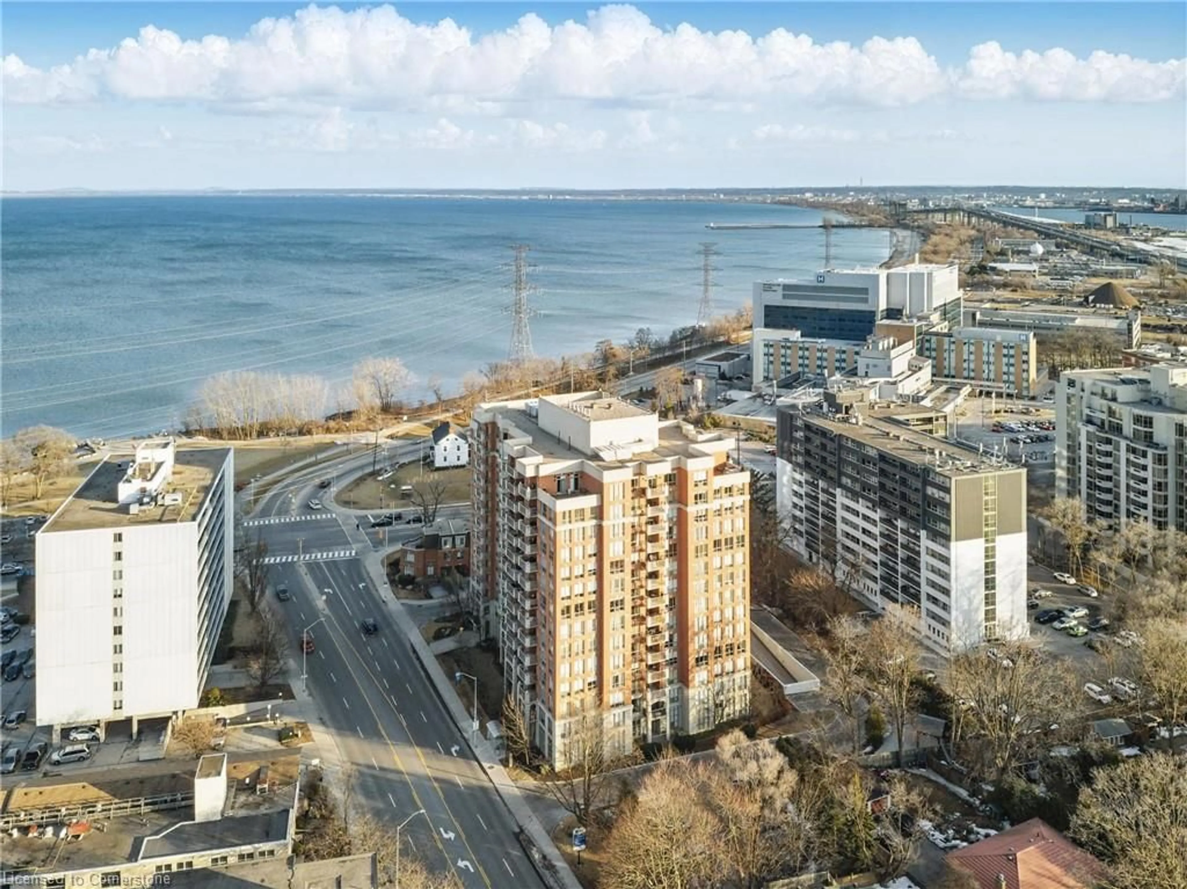 A pic from outside/outdoor area/front of a property/back of a property/a pic from drone, city buildings view from balcony for 442 Maple Ave #1001, Burlington Ontario L7S 2L7