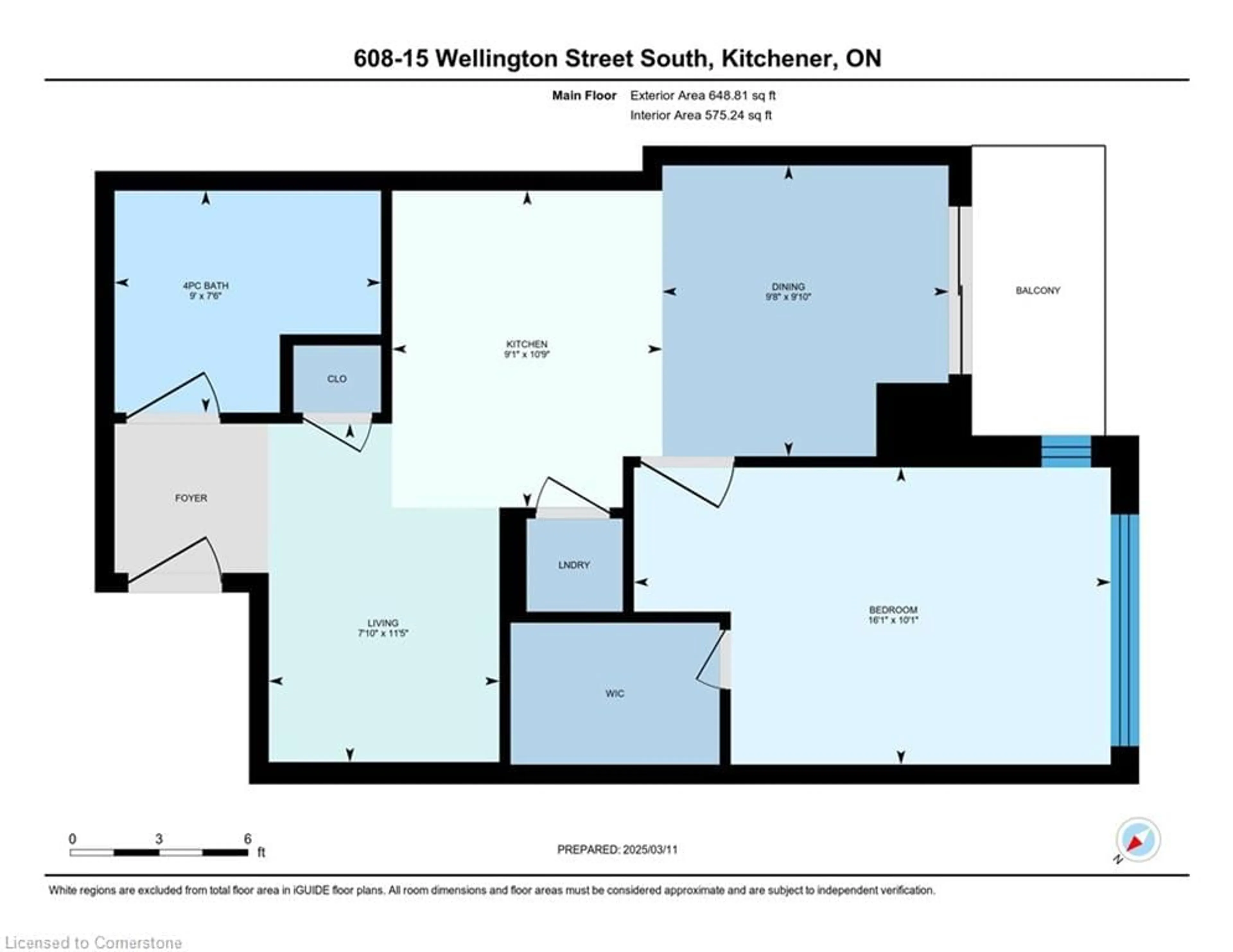 Floor plan for 15 Wellington St #608, Kitchener Ontario N2G 0E3