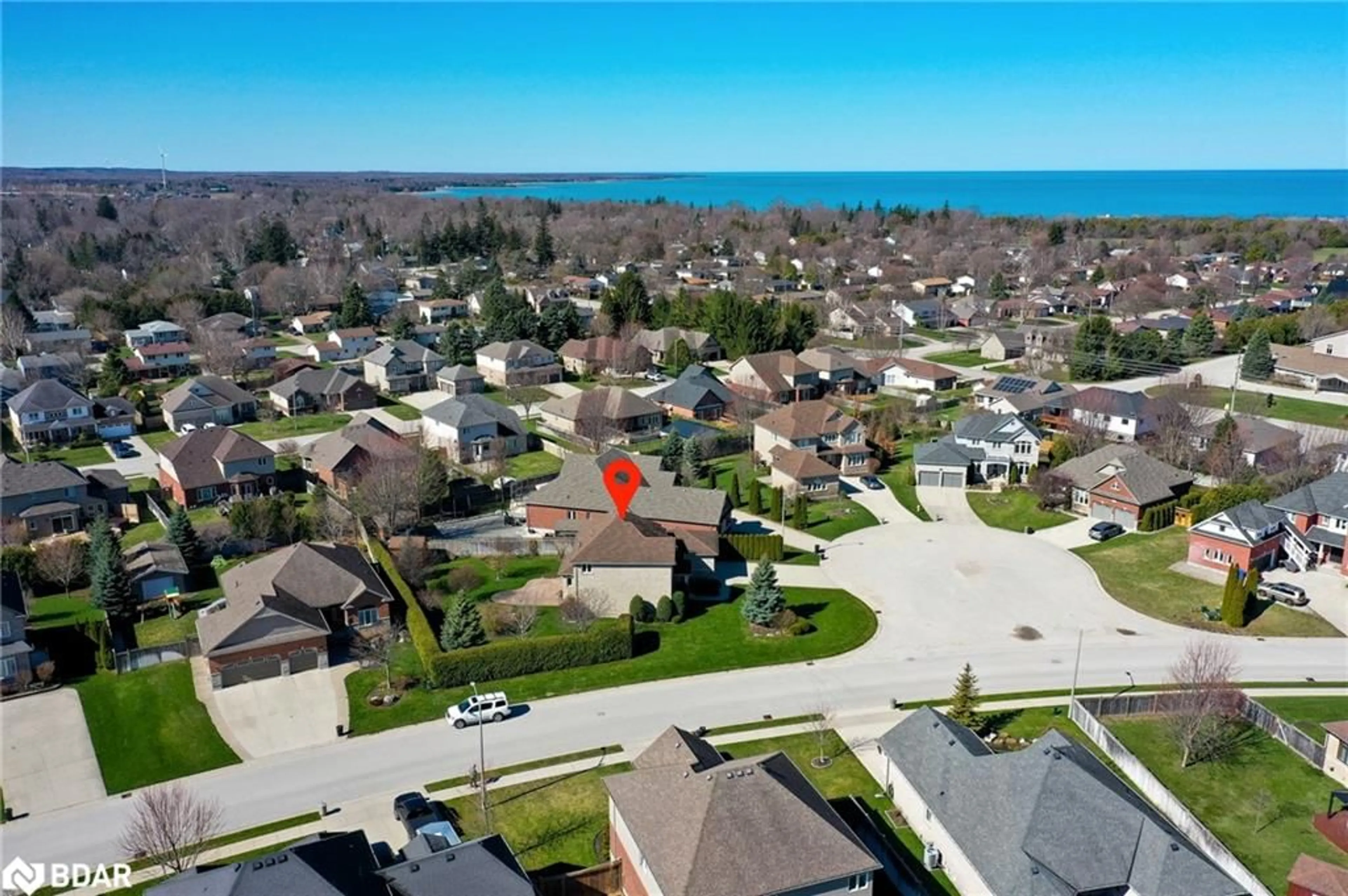 A pic from outside/outdoor area/front of a property/back of a property/a pic from drone, water/lake/river/ocean view for 438 Biener Dr, Saugeen Shores Ontario N0H 2C2