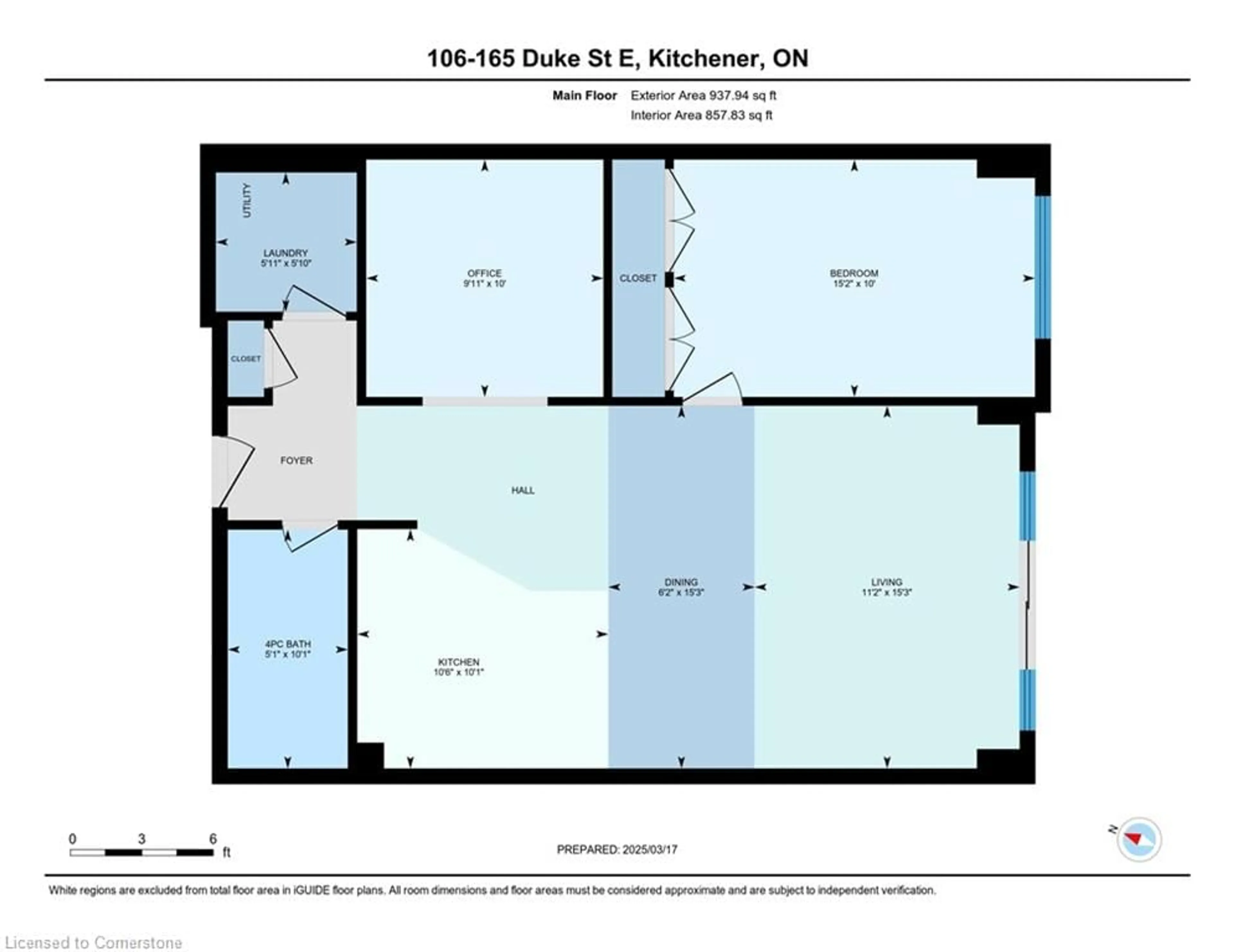 Floor plan for 165 Duke St #106, Kitchener Ontario N2H 6T8