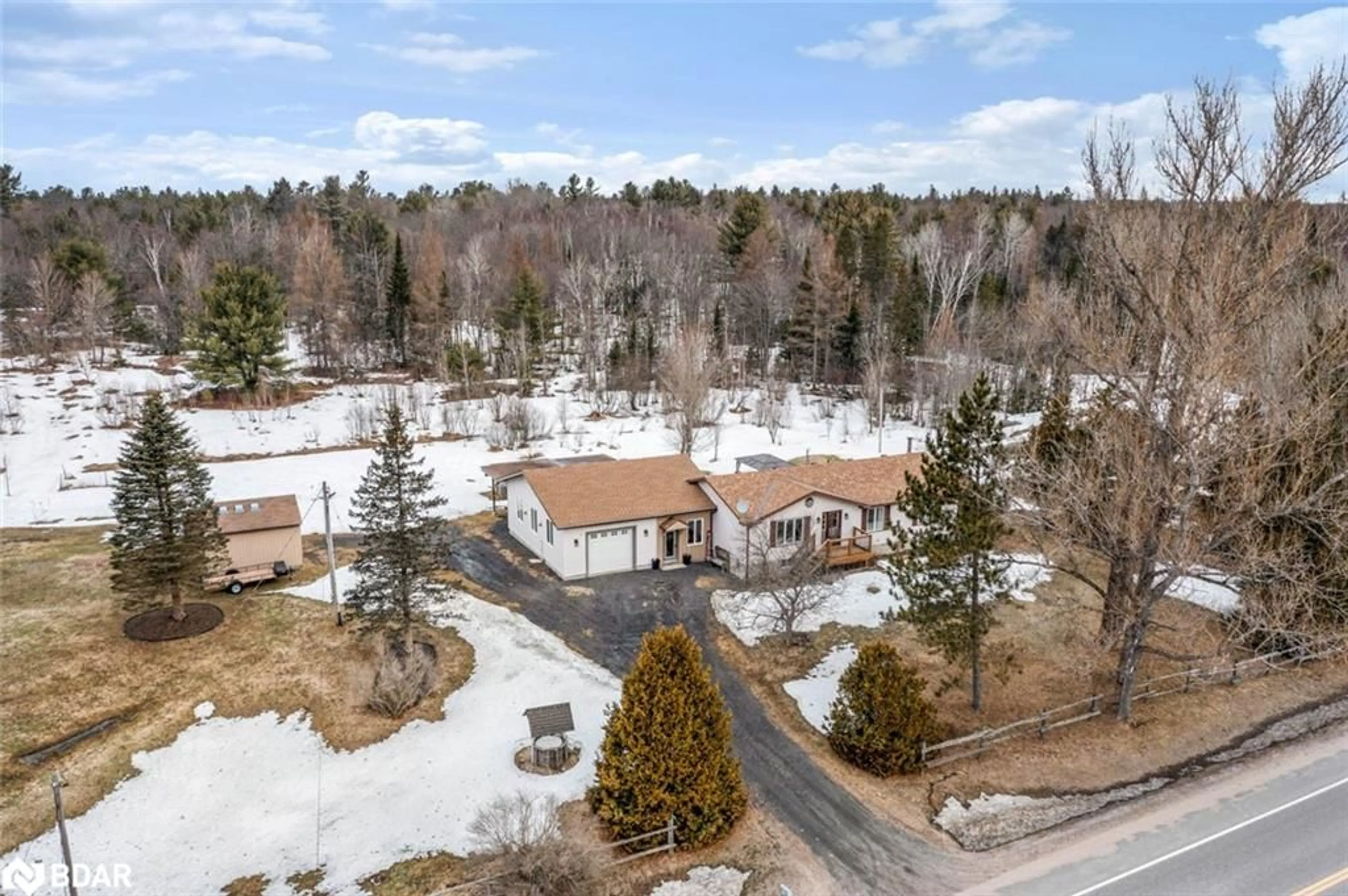 A pic from outside/outdoor area/front of a property/back of a property/a pic from drone, unknown for 528 124 Hwy, McDougall Ontario P2A 2W7