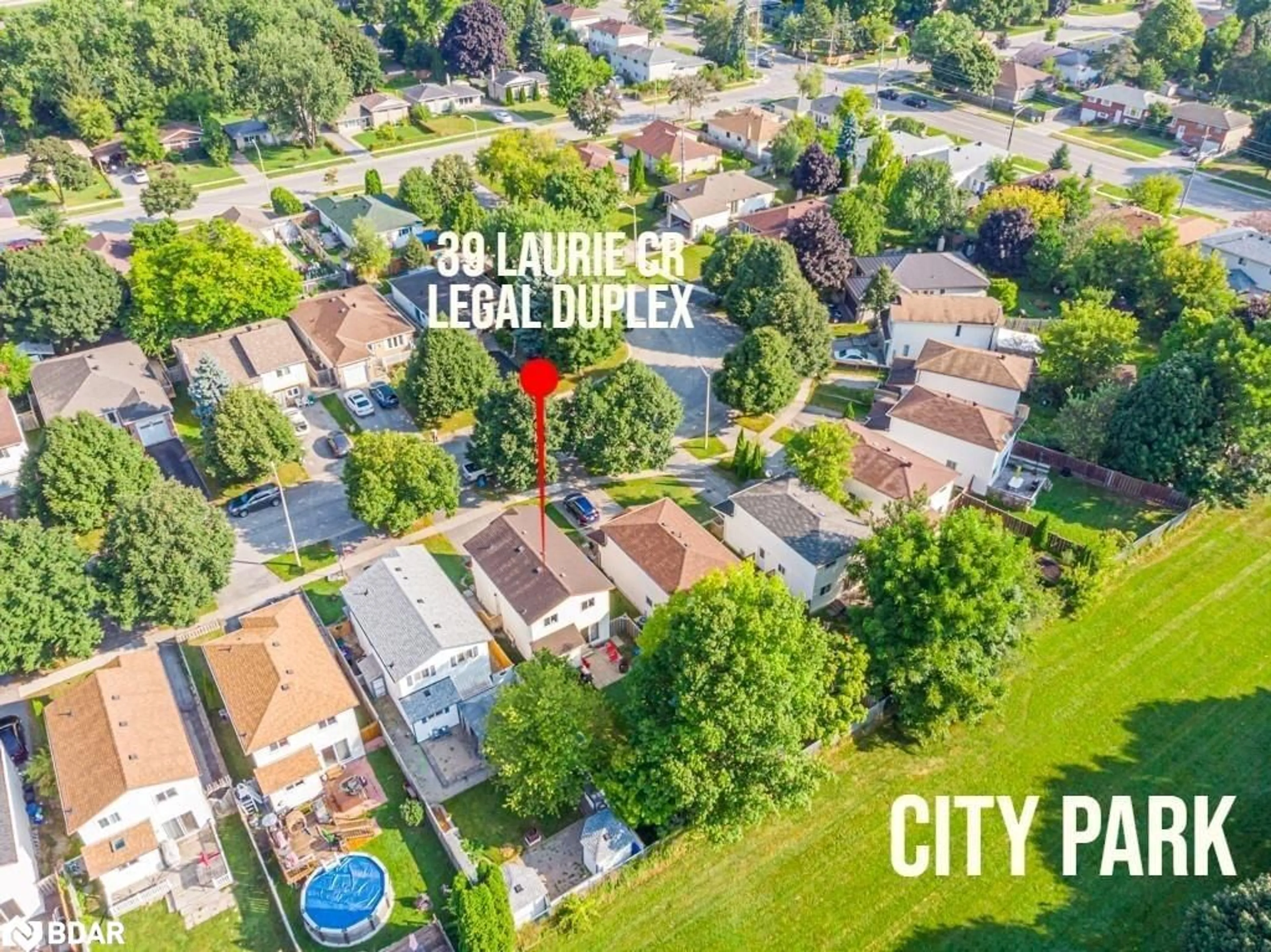 A pic from outside/outdoor area/front of a property/back of a property/a pic from drone, city buildings view from balcony for 39 Laurie Cres, Barrie Ontario L4M 6C7