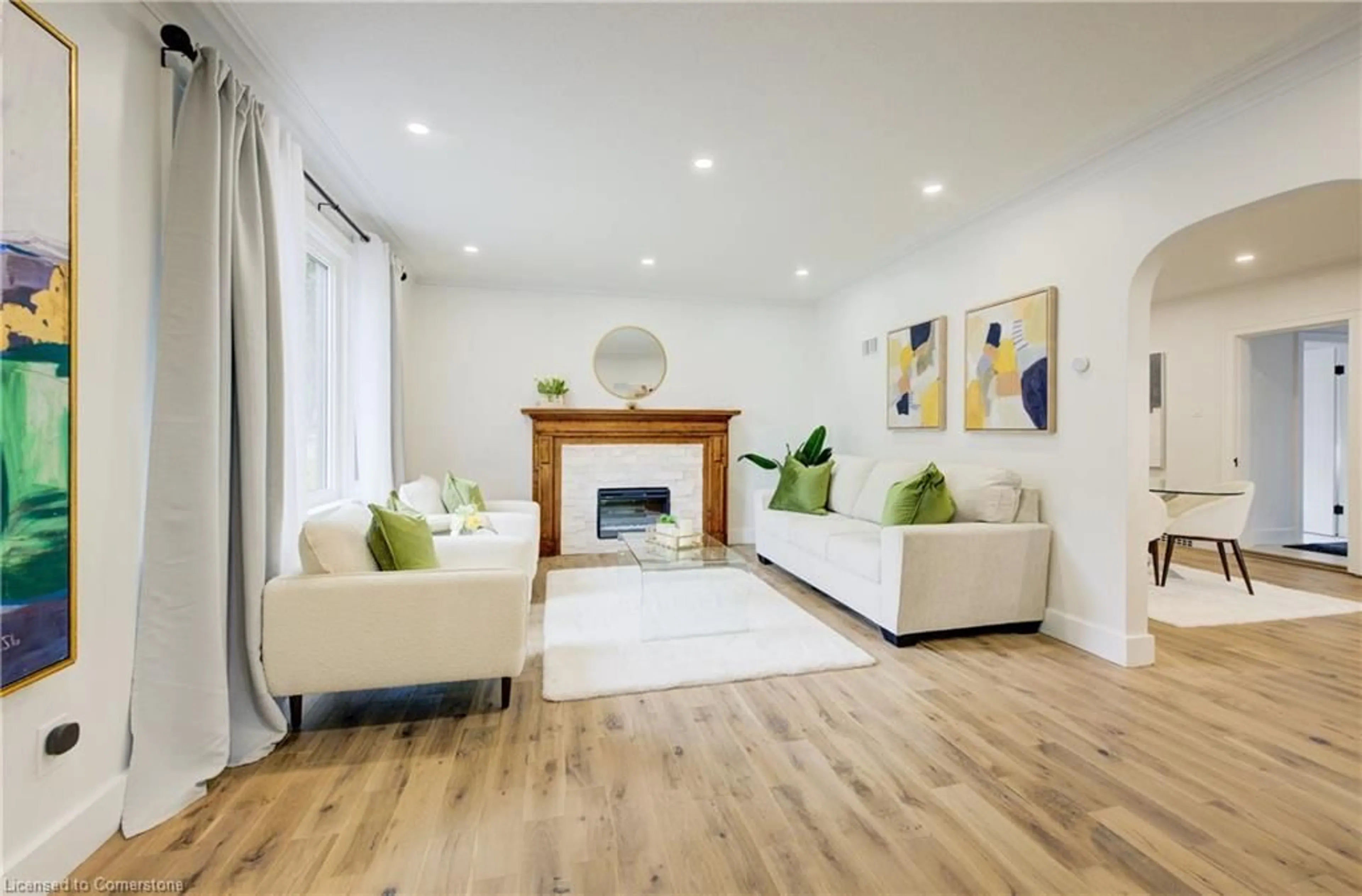 Living room with furniture, wood/laminate floor for 268 Cameron St, Kitchener Ontario N2H 3B5