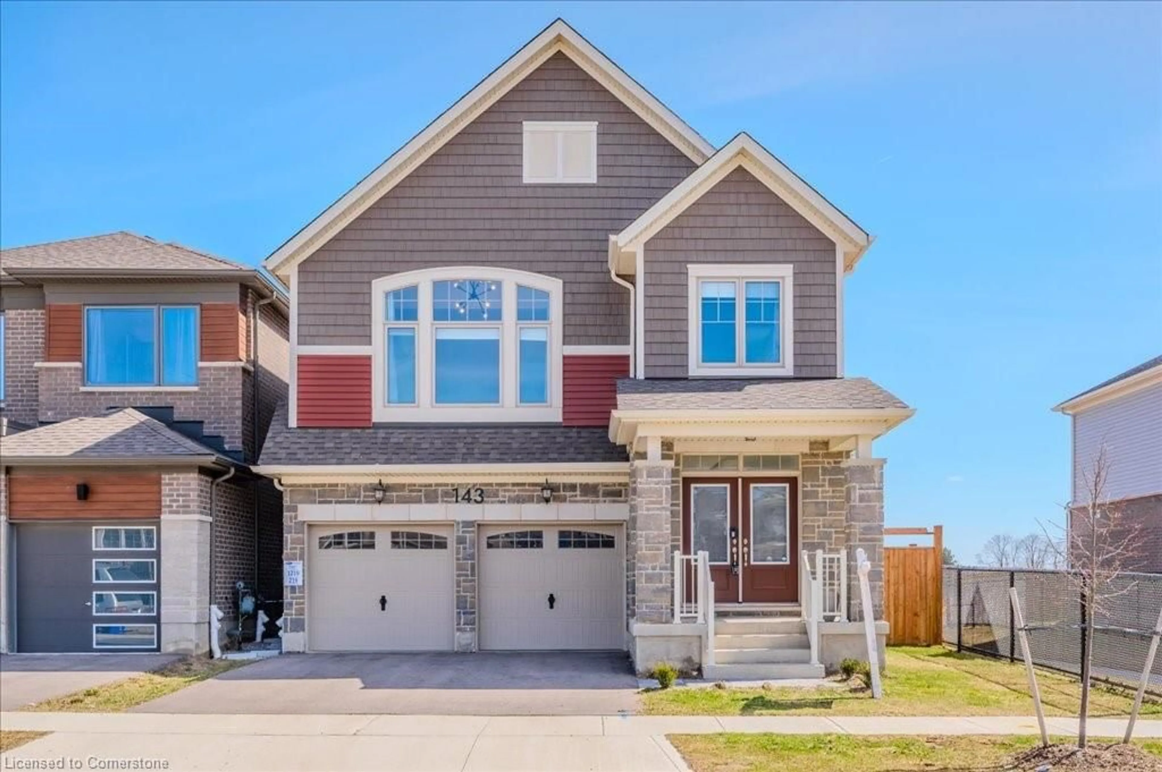 Home with brick exterior material, street for 143 Histand Trail, Kitchener Ontario N2E 3X7