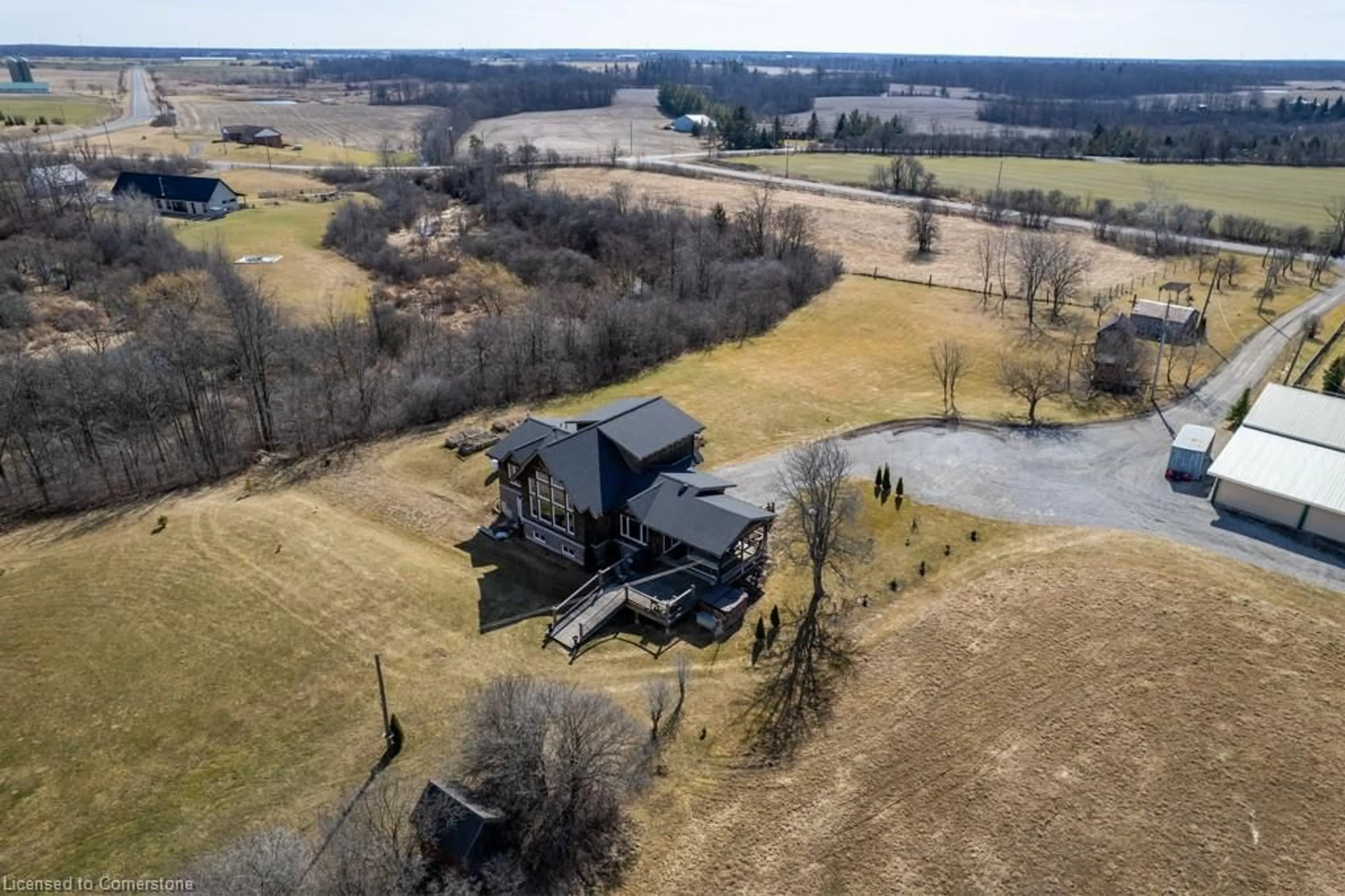 A pic from outside/outdoor area/front of a property/back of a property/a pic from drone, water/lake/river/ocean view for 1655 Indiana Rd, Canfield Ontario N0A 1C0