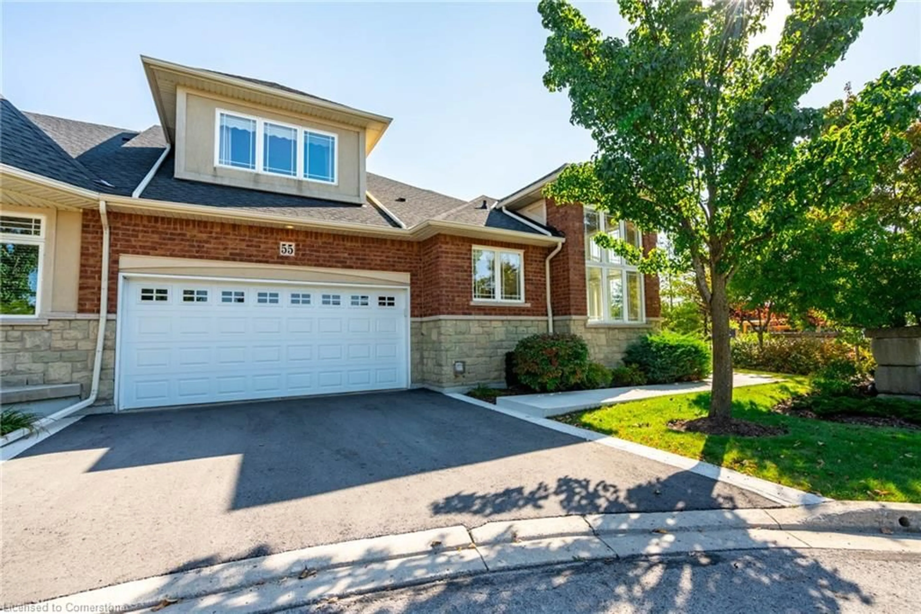 Home with brick exterior material, street for 55 Landscapes Trail, Ancaster Ontario L9K 0A1