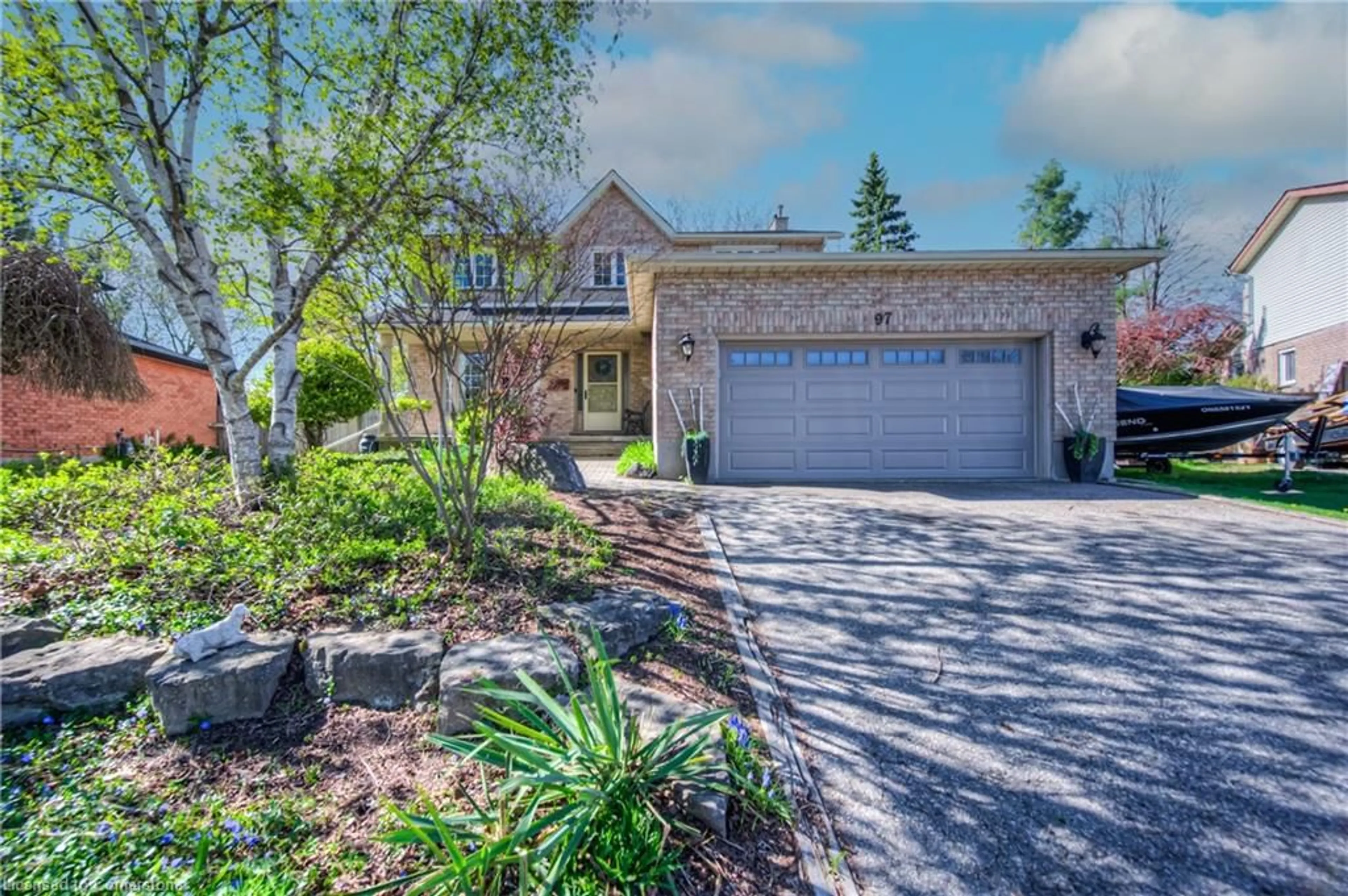 Home with brick exterior material, street for 97 Rushbrook Dr, Kitchener Ontario N2E 3C8
