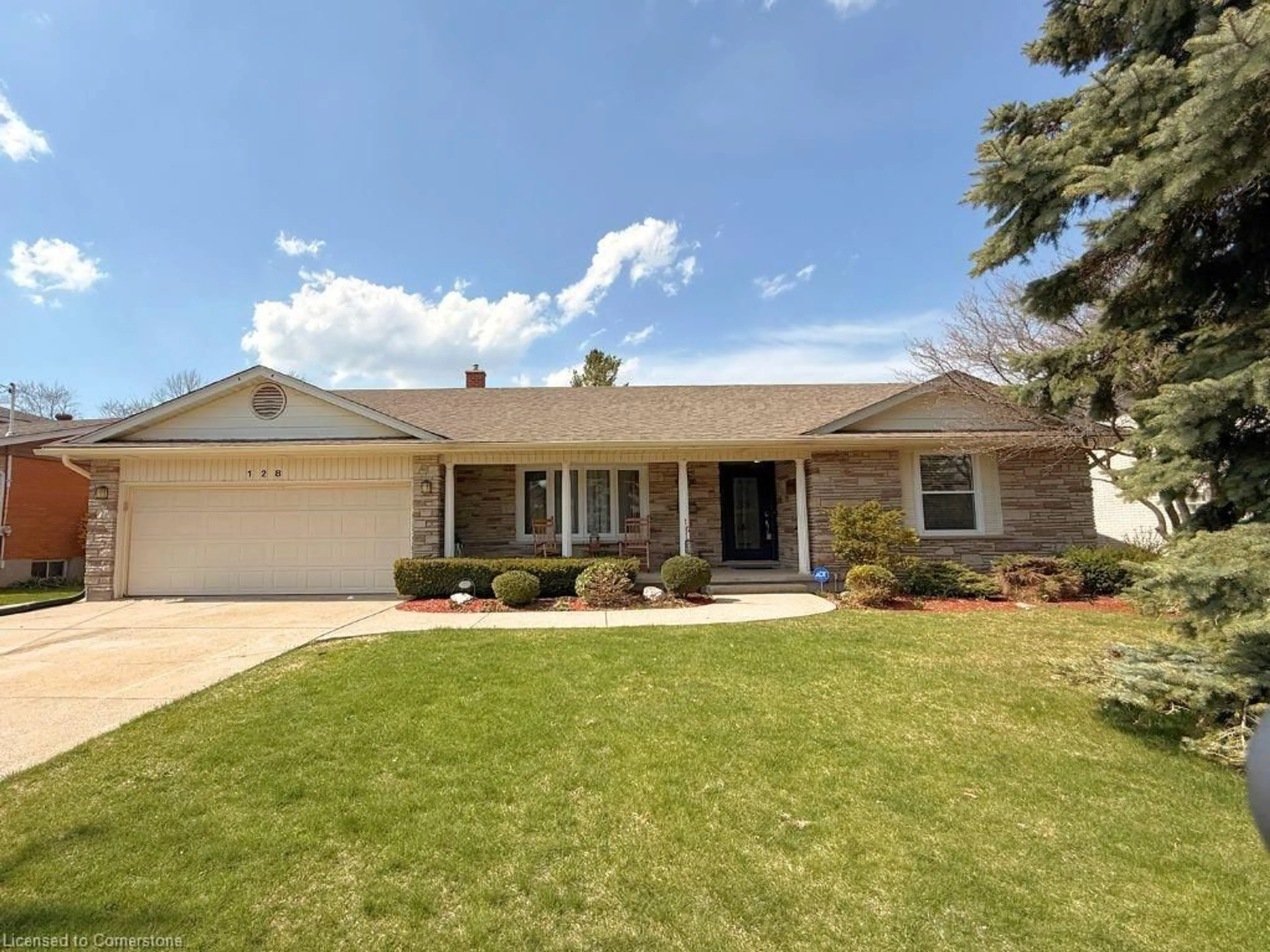 Home with vinyl exterior material, street for 128 Carson Dr, Kitchener Ontario N2B 2Z2