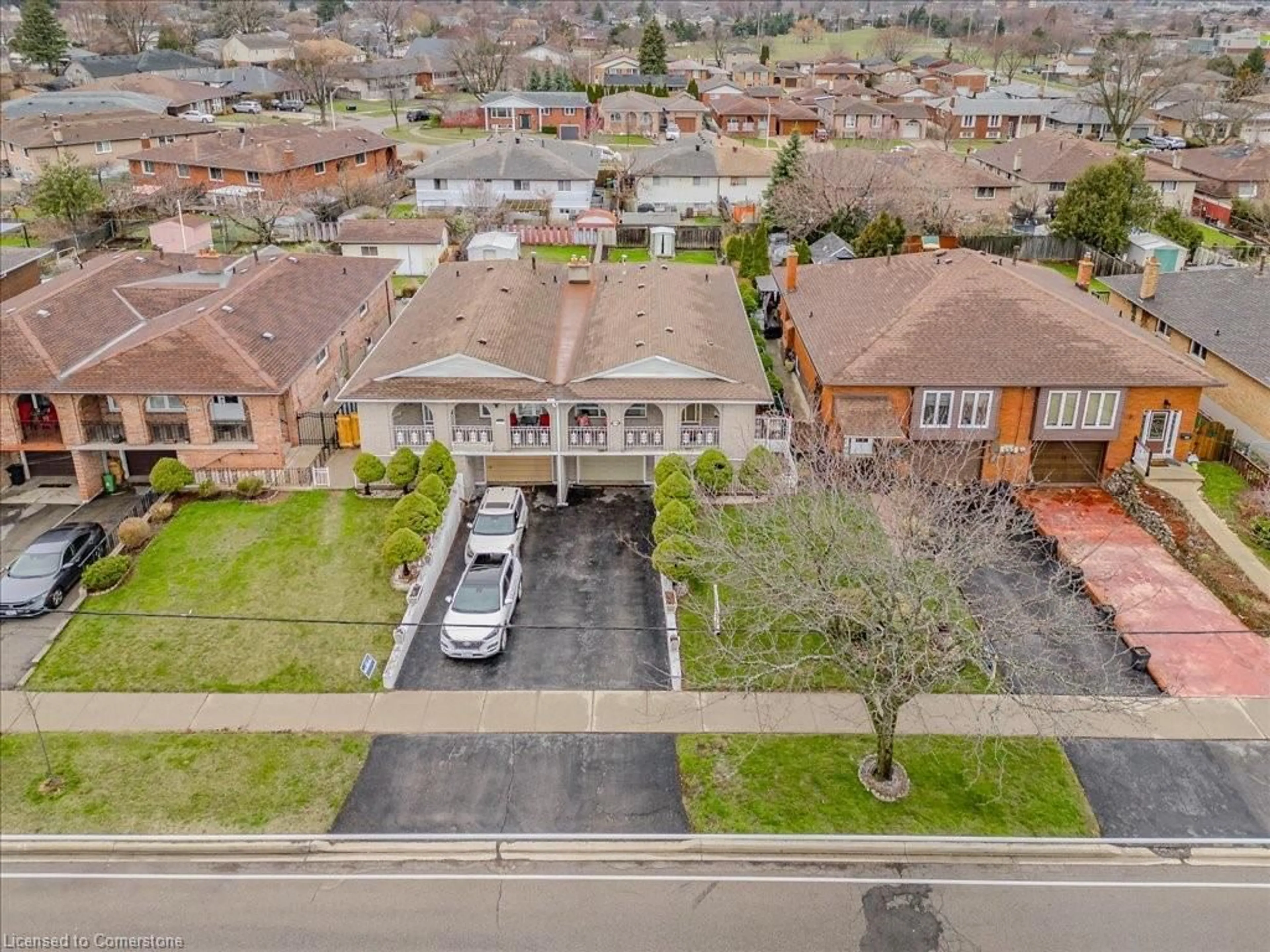A pic from outside/outdoor area/front of a property/back of a property/a pic from drone, street for 243 A Green Rd, Stoney Creek Ontario L8E 3J5