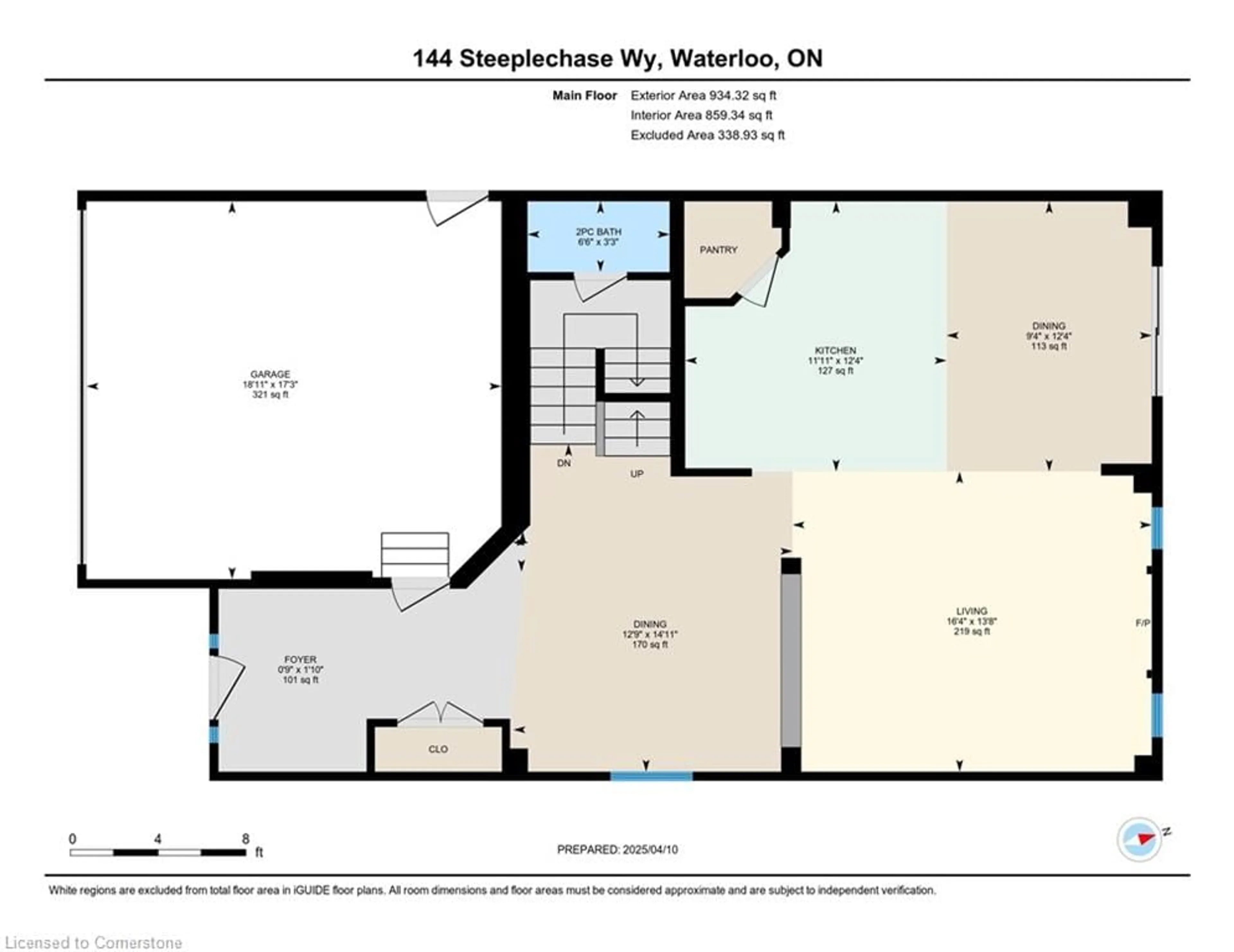 Floor plan for 144 Steeplechase Way, Waterloo Ontario N2K 0E5