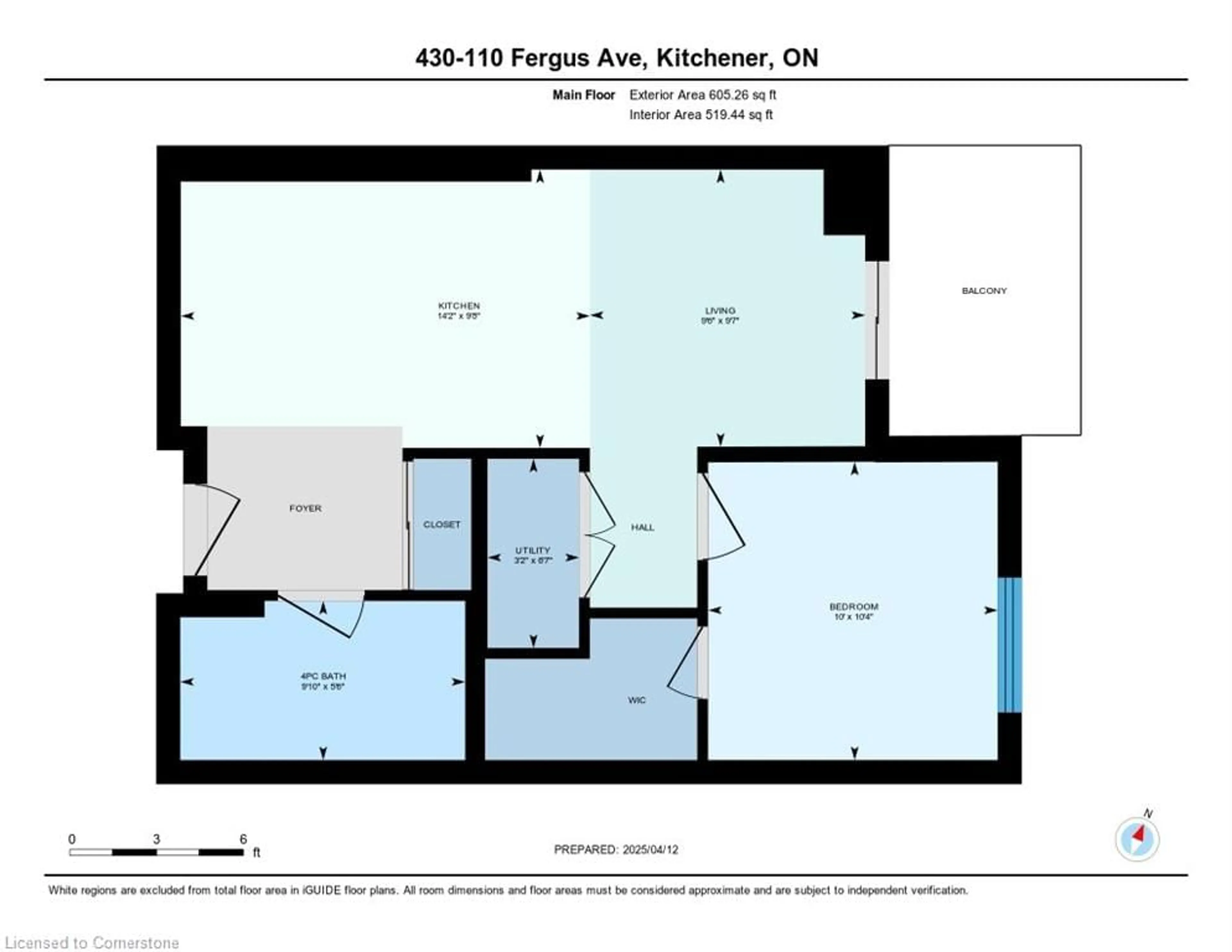Floor plan for 110 Fergus Ave #430, Kitchener Ontario N2A 0K9