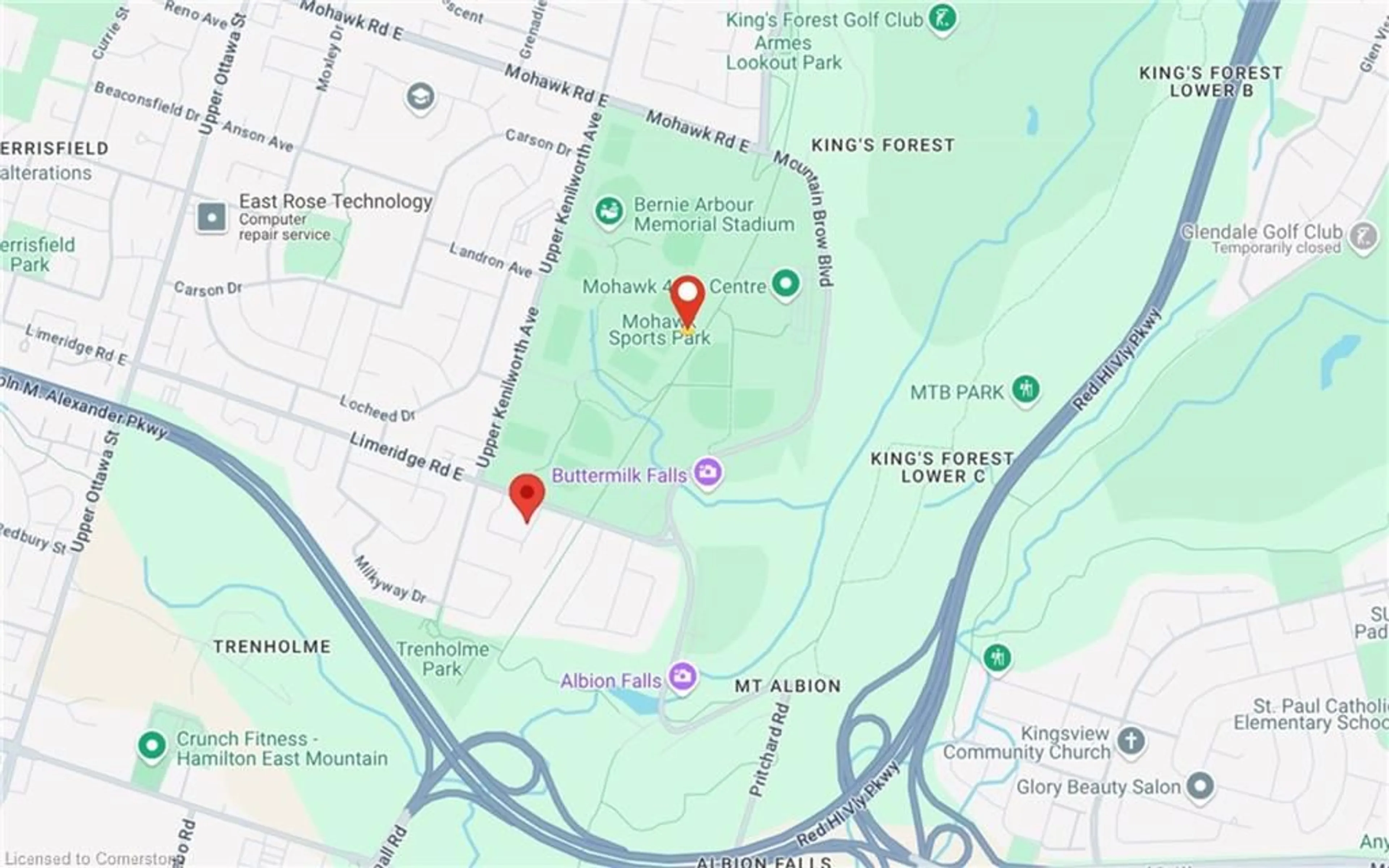Picture of a map for 1350 Limeridge Rd #33, Hamilton Ontario L8W 1L6