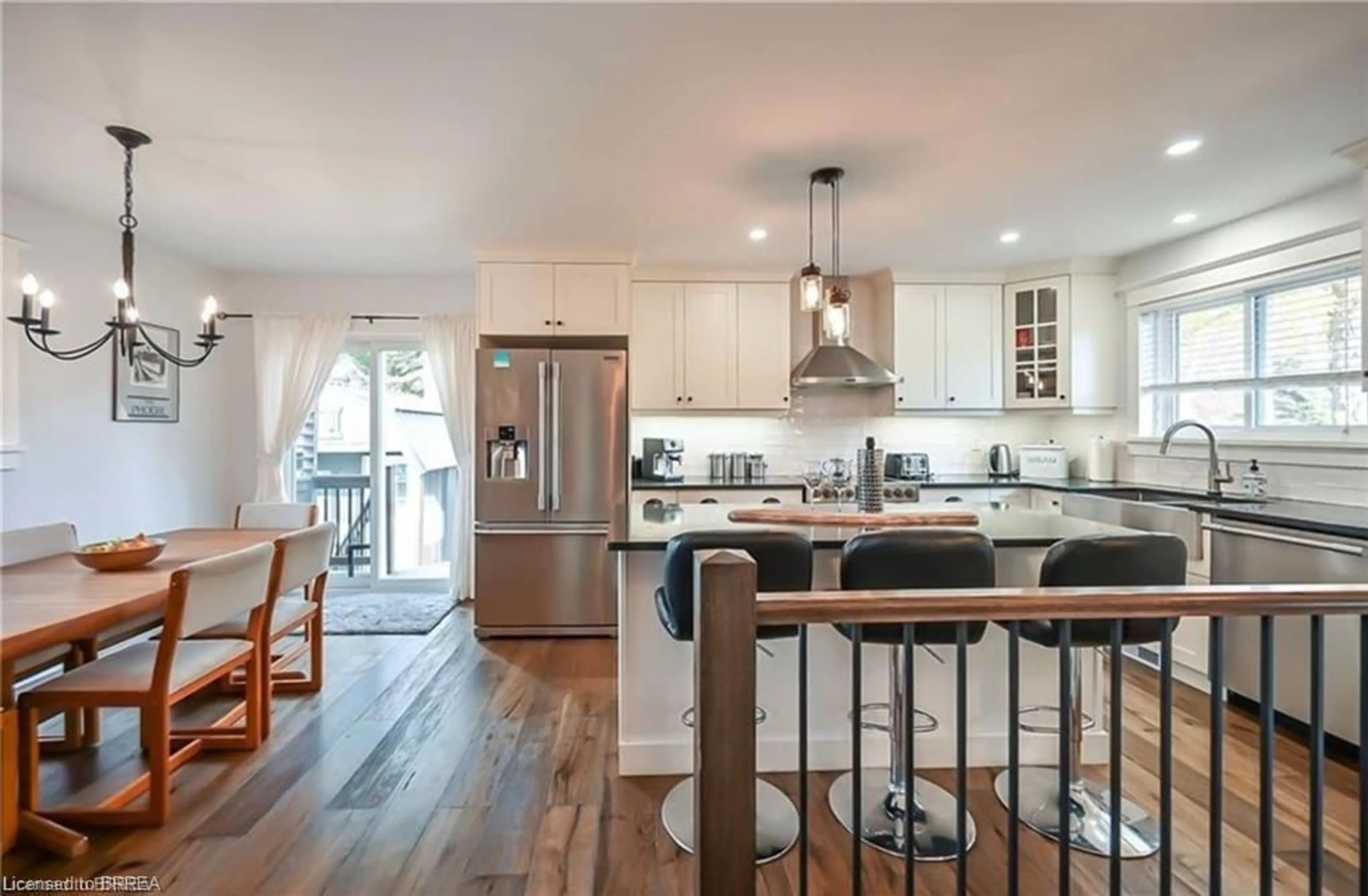 Open concept kitchen, wood/laminate floor for 9 Kiwanis Ave, Port Dover Ontario N0A 1N2
