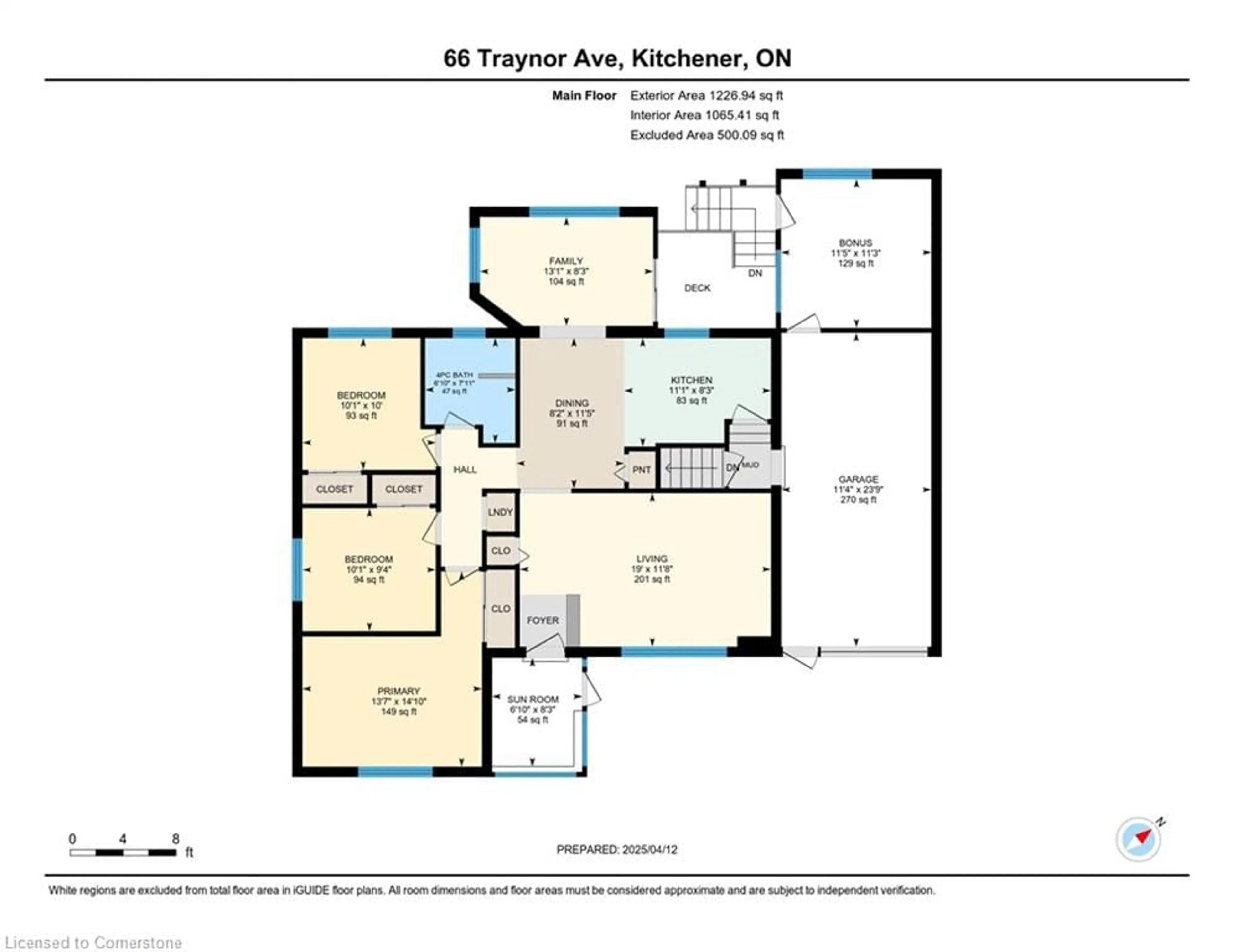 Floor plan for 66 Traynor Ave, Kitchener Ontario N2C 1V9