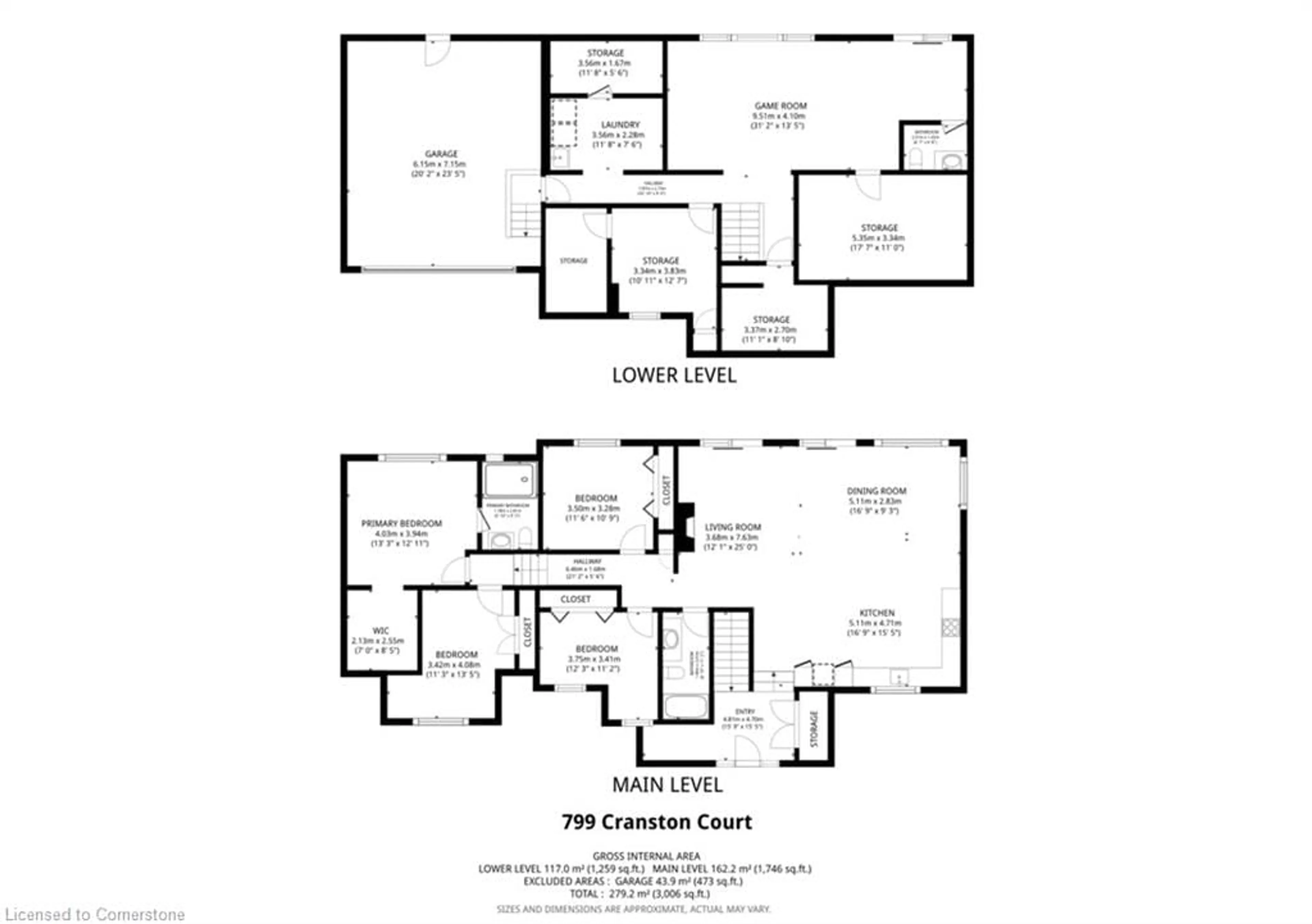 Floor plan for 799 Cranston Crt, Burlington Ontario L7T 2Y6