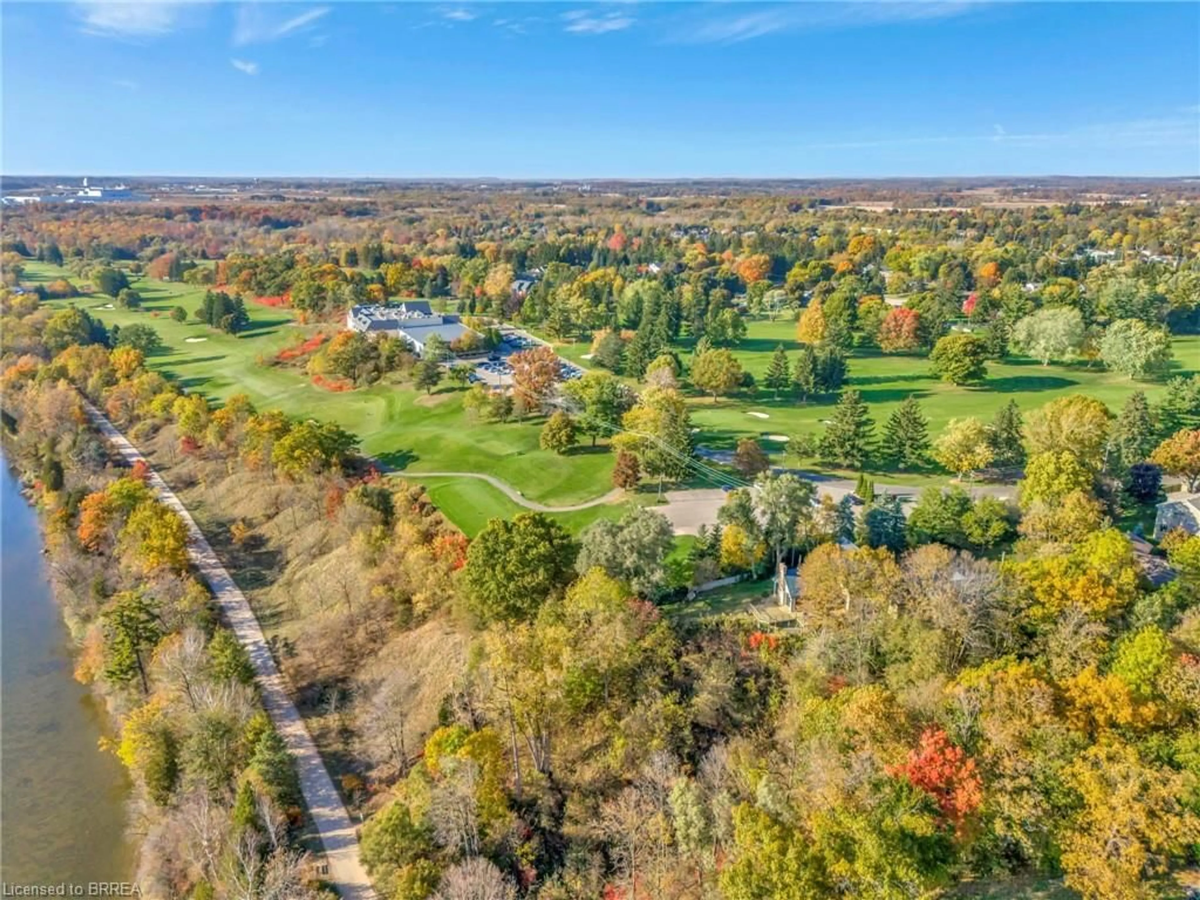 A pic from outside/outdoor area/front of a property/back of a property/a pic from drone, forest/trees view for 1 Gaywood Gdns, Brantford Ontario N3T 5J7