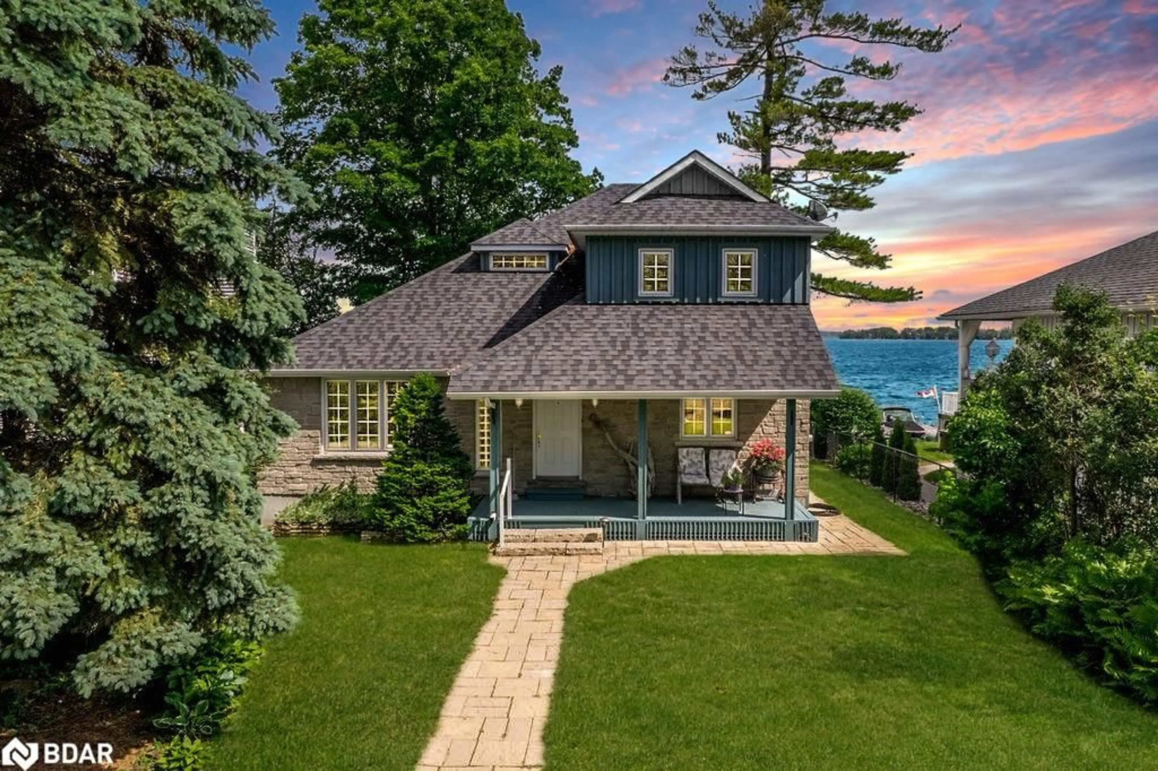 A pic from outside/outdoor area/front of a property/back of a property/a pic from drone, water/lake/river/ocean view for 665 Lakelands Ave, Innisfil Ontario L9S 4E5