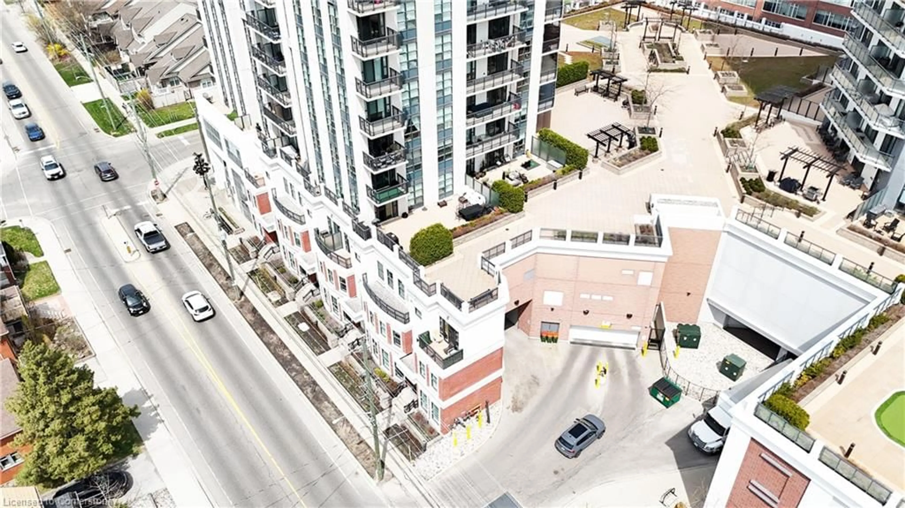 A pic from outside/outdoor area/front of a property/back of a property/a pic from drone, city buildings view from balcony for 144 Park St #908, Waterloo Ontario N2L 0B6
