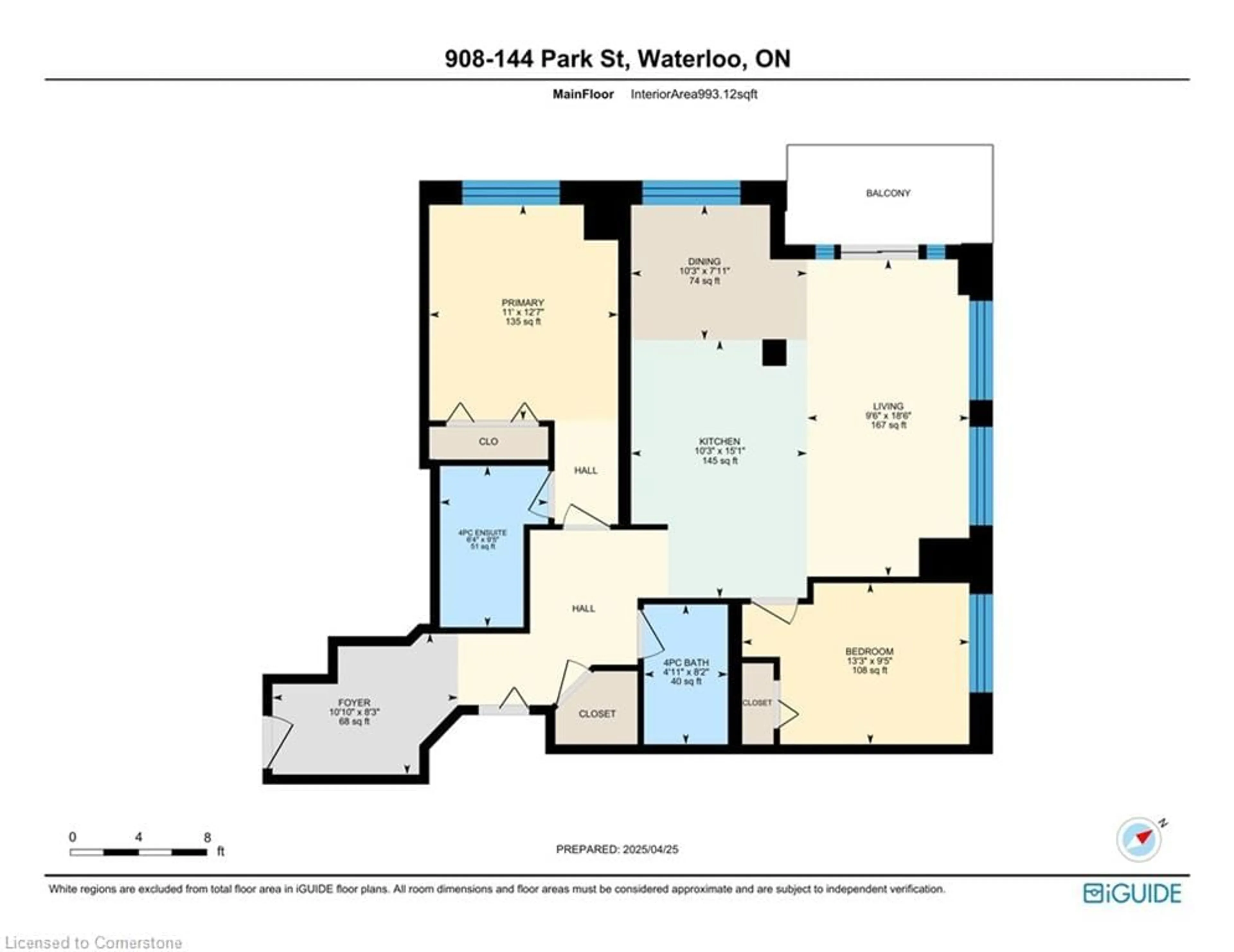 Floor plan for 144 Park St #908, Waterloo Ontario N2L 0B6