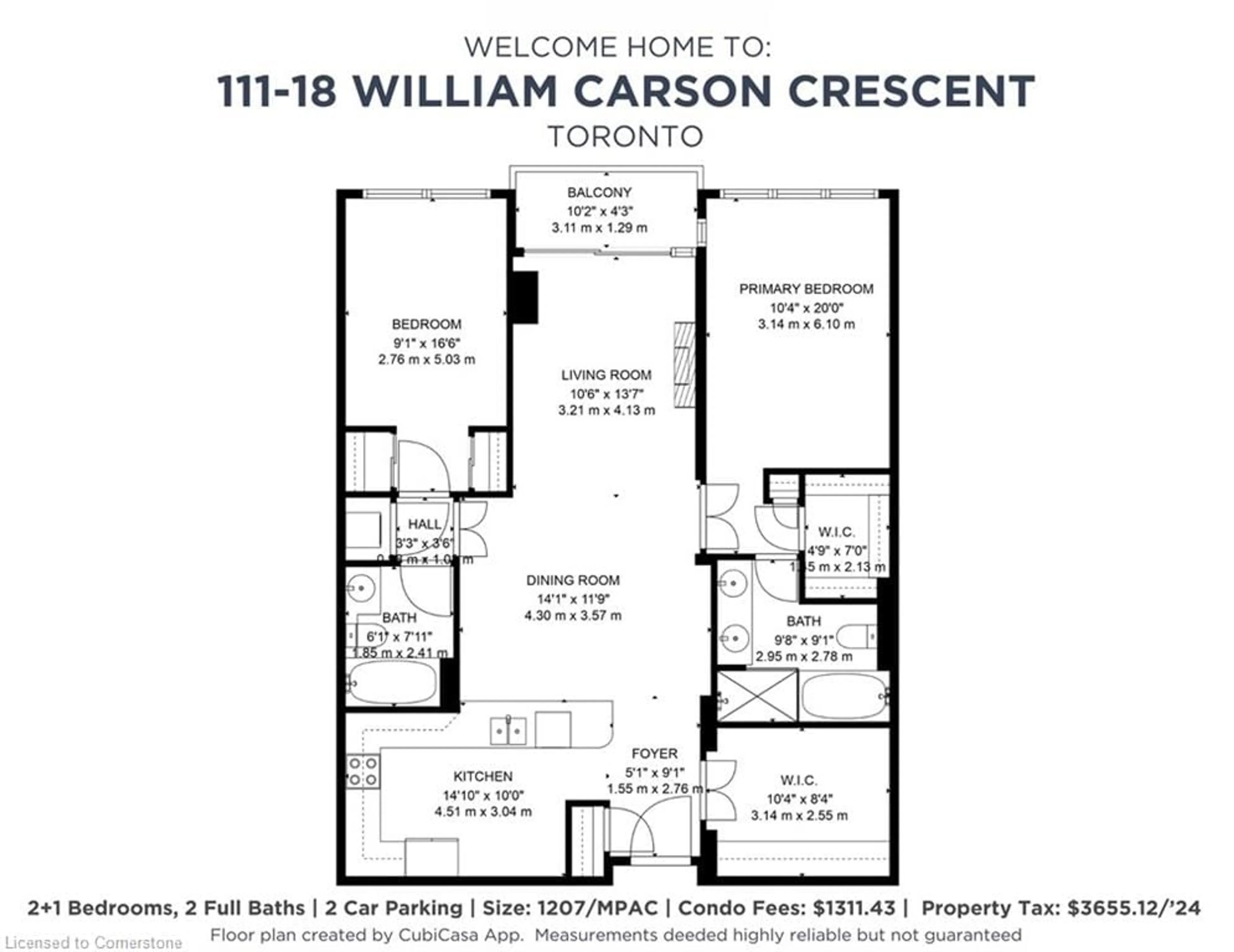 Floor plan for 18 William Carson Cres #111, North York Ontario M2P 2G6