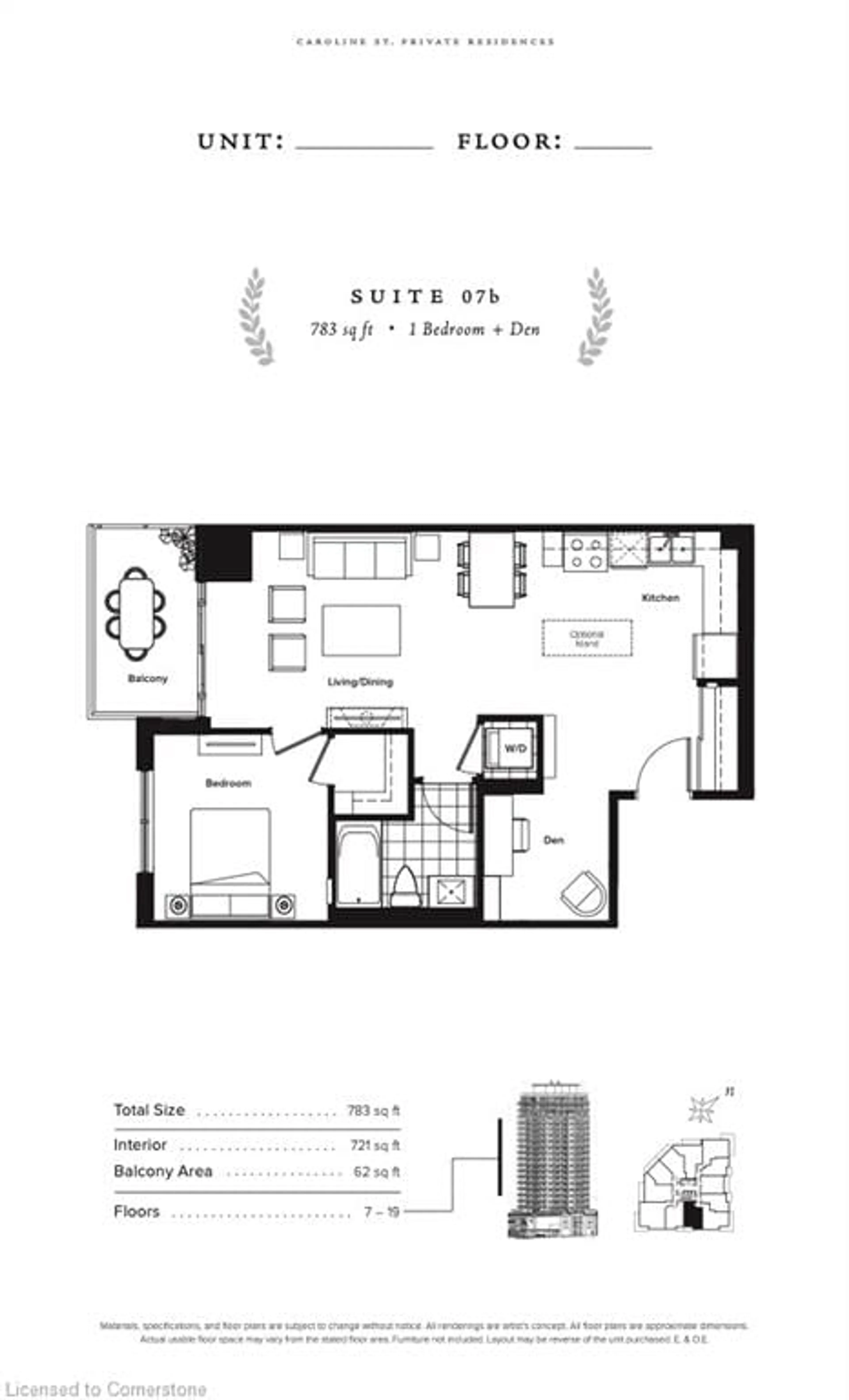 Floor plan for 155 Caroline St #1007, Waterloo Ontario N2L 0J8