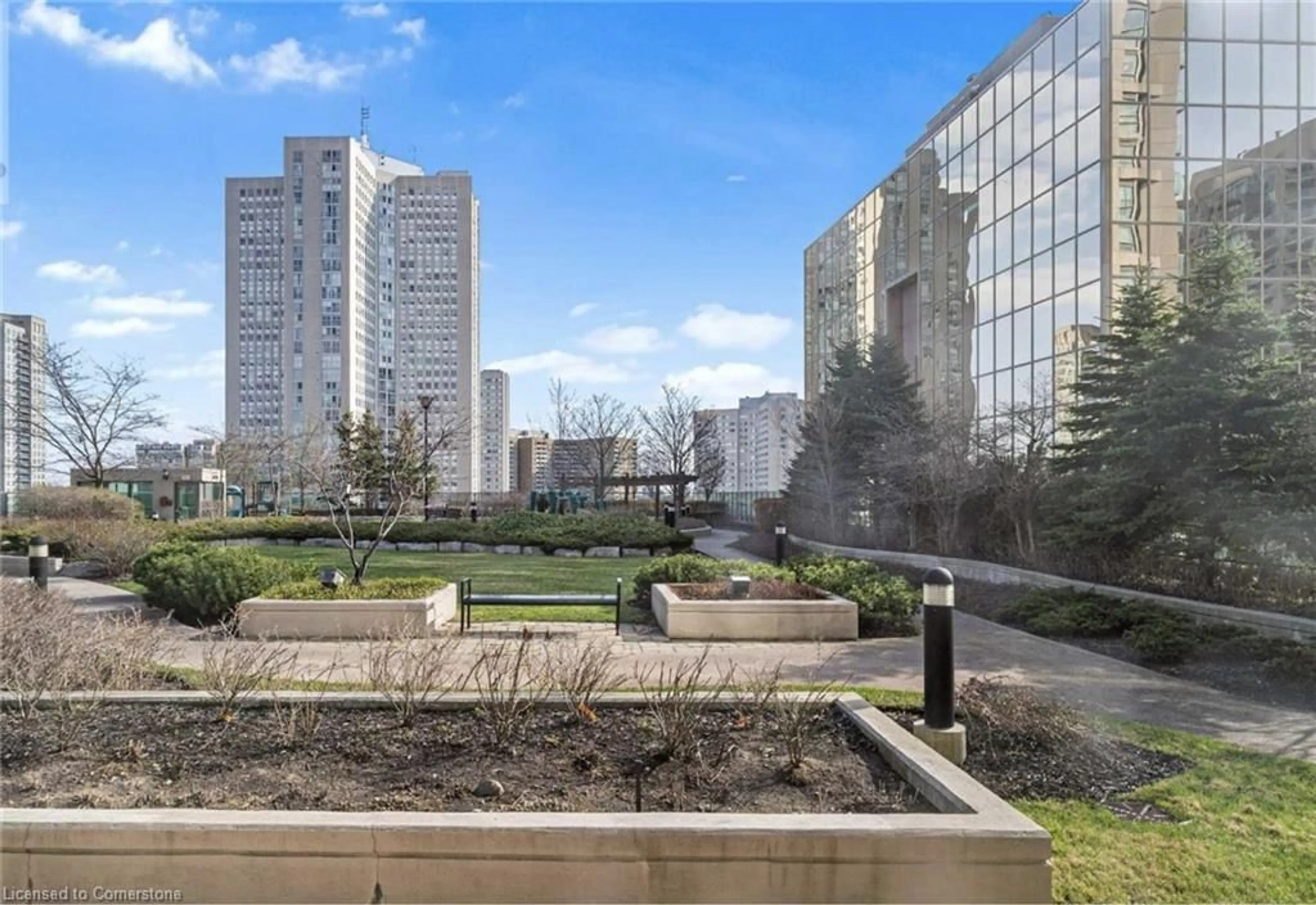 Patio, city buildings view from balcony for 208 Enfield Pl #2108, Mississauga Ontario L5B 0G8