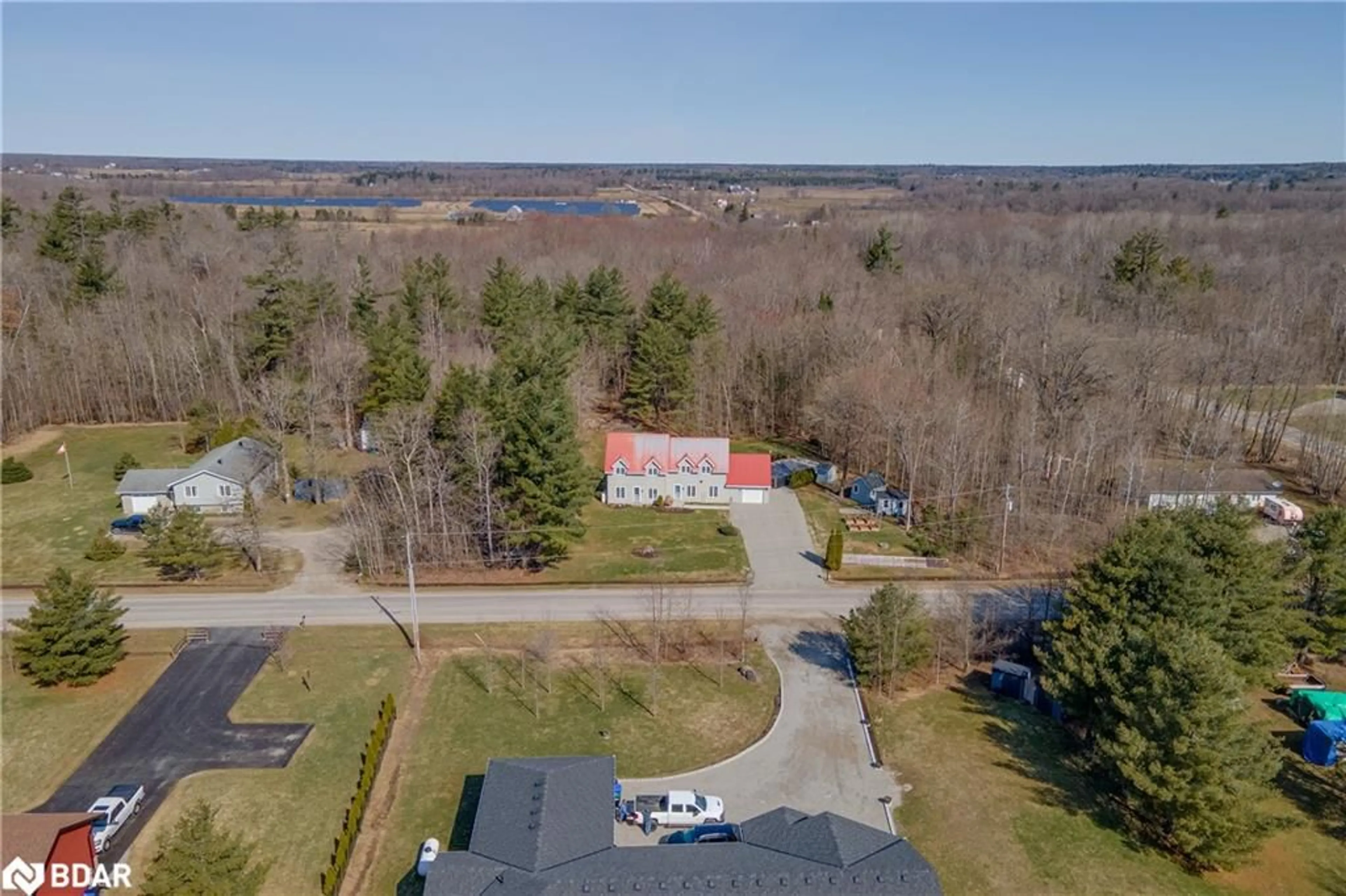 A pic from outside/outdoor area/front of a property/back of a property/a pic from drone, water/lake/river/ocean view for 1572 Laughlin Falls Rd, Coldwater Ontario L0K 1E0