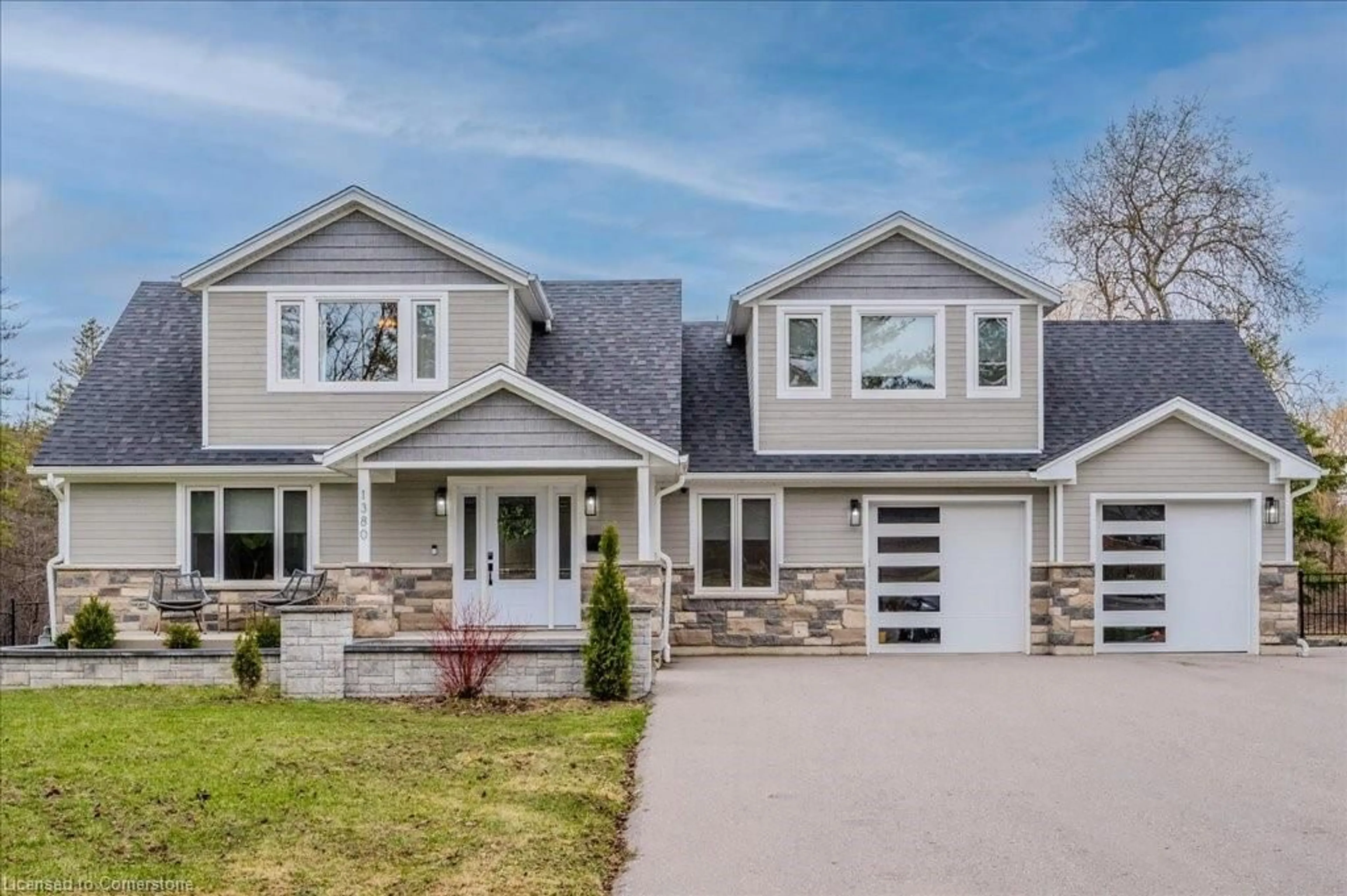 Home with vinyl exterior material, street for 1380 Doon Village Rd, Kitchener Ontario N2P 1A5