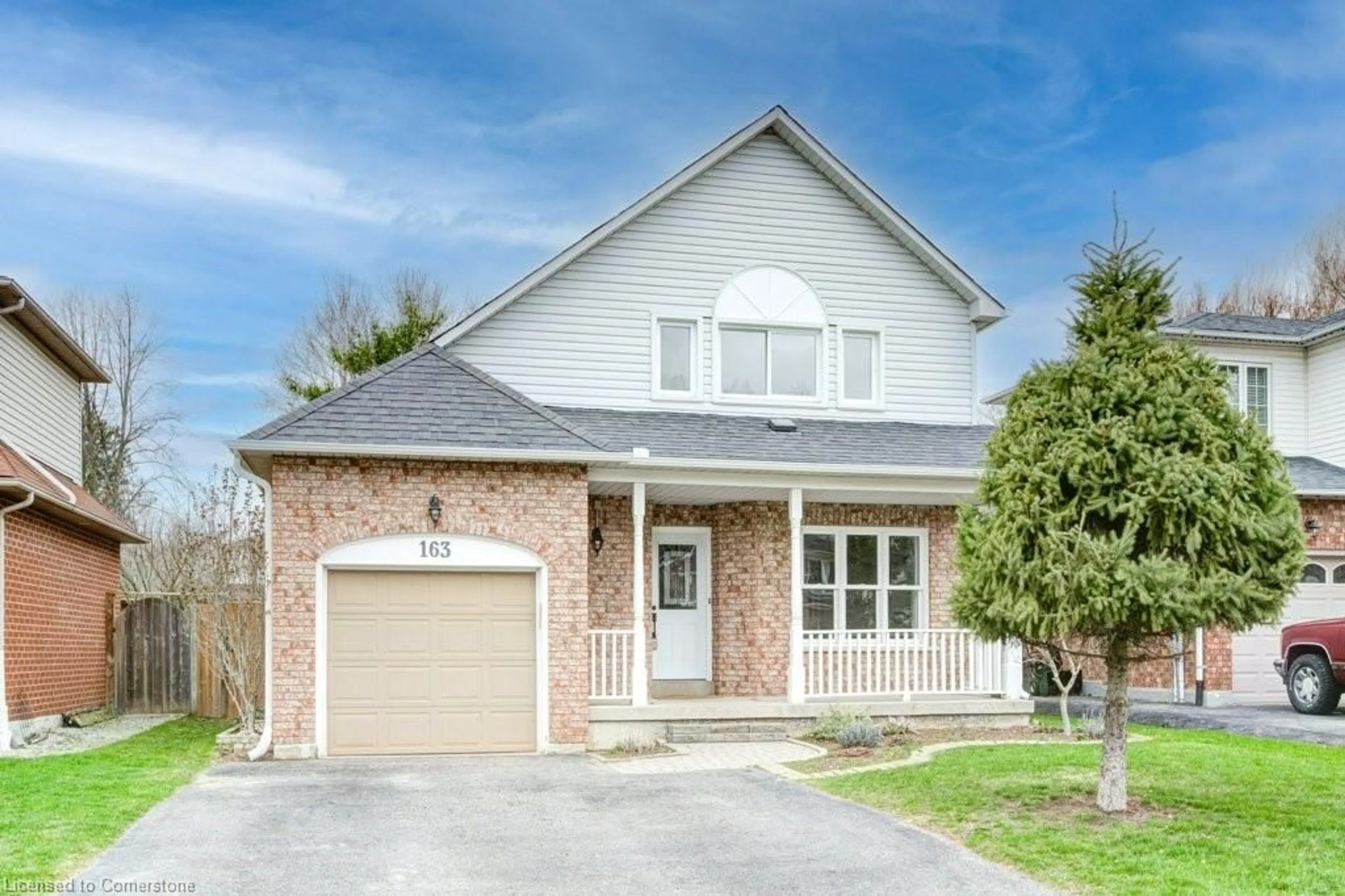 Home with brick exterior material, street for 163 Nith River Way, Ayr Ontario N0B 1E0