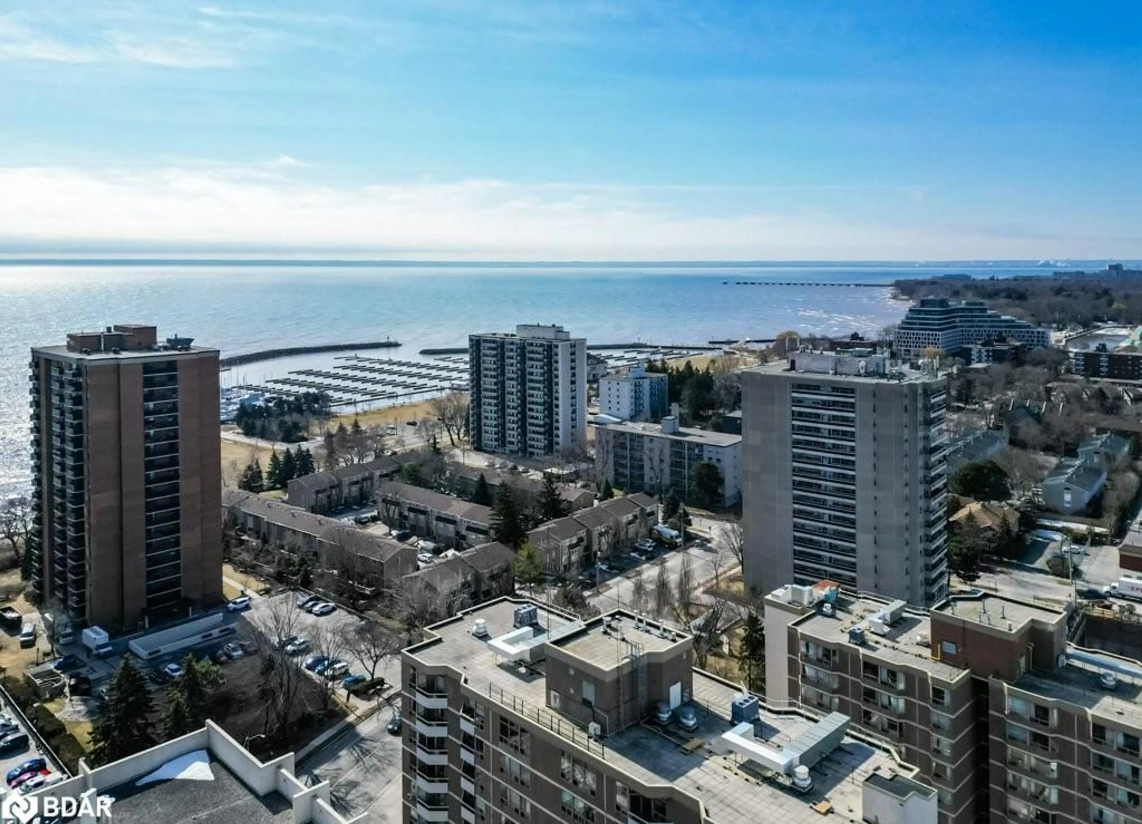 A pic from outside/outdoor area/front of a property/back of a property/a pic from drone, city buildings view from balcony for 2180 Marine Dr #PH2, Oakville Ontario L6L 5V2
