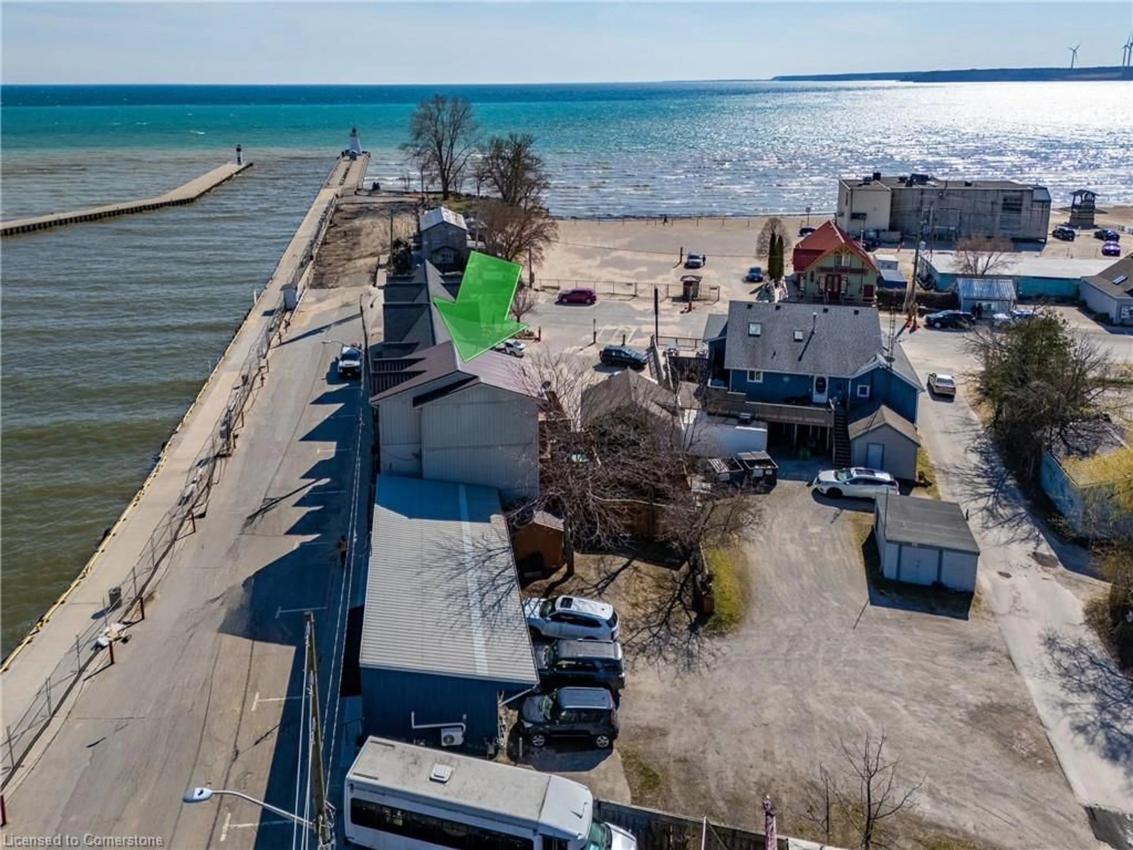 A pic from outside/outdoor area/front of a property/back of a property/a pic from drone, water/lake/river/ocean view for 23 Harbour St, Port Dover Ontario N0A 1N0
