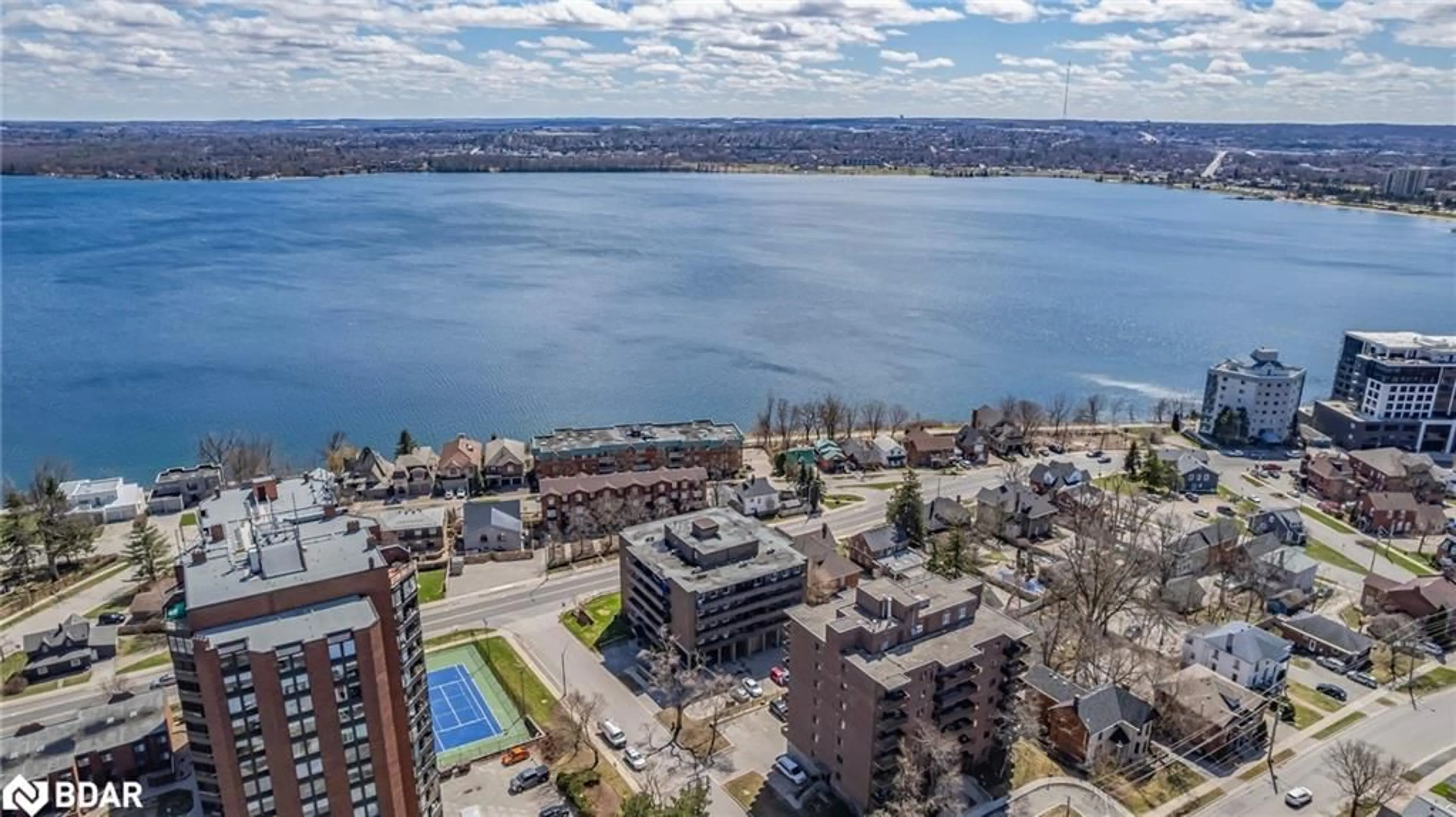 A pic from outside/outdoor area/front of a property/back of a property/a pic from drone, water/lake/river/ocean view for 2 Albert St #32, Barrie Ontario L4M 3S4