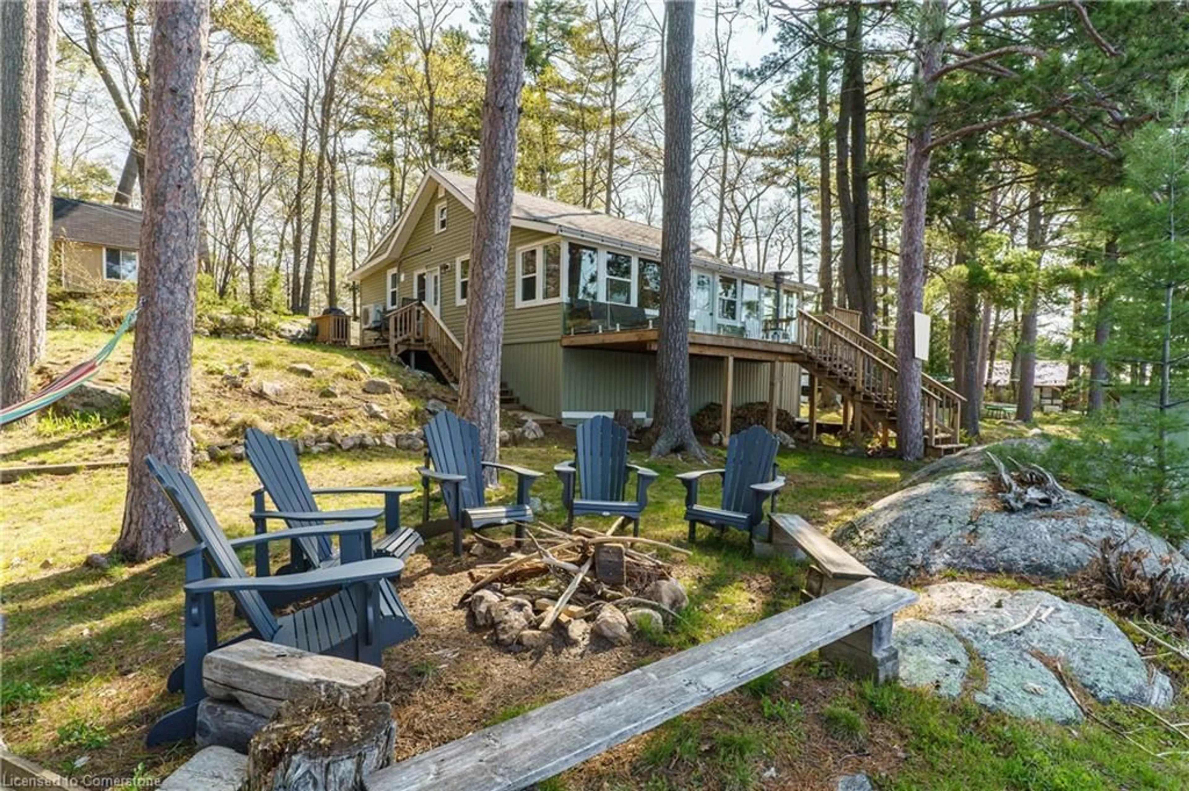 Patio, water/lake/river/ocean view for 99 Bala Park Island, Bala Ontario P0C 1A0
