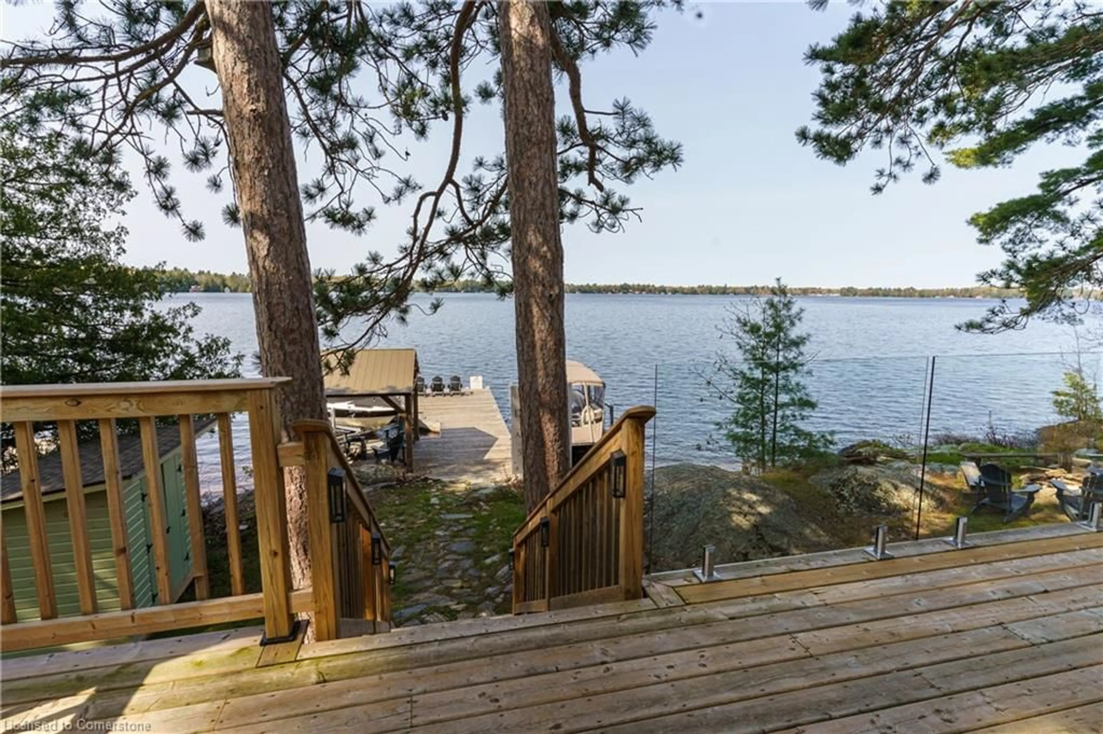 Patio, water/lake/river/ocean view for 99 Bala Park Island, Bala Ontario P0C 1A0