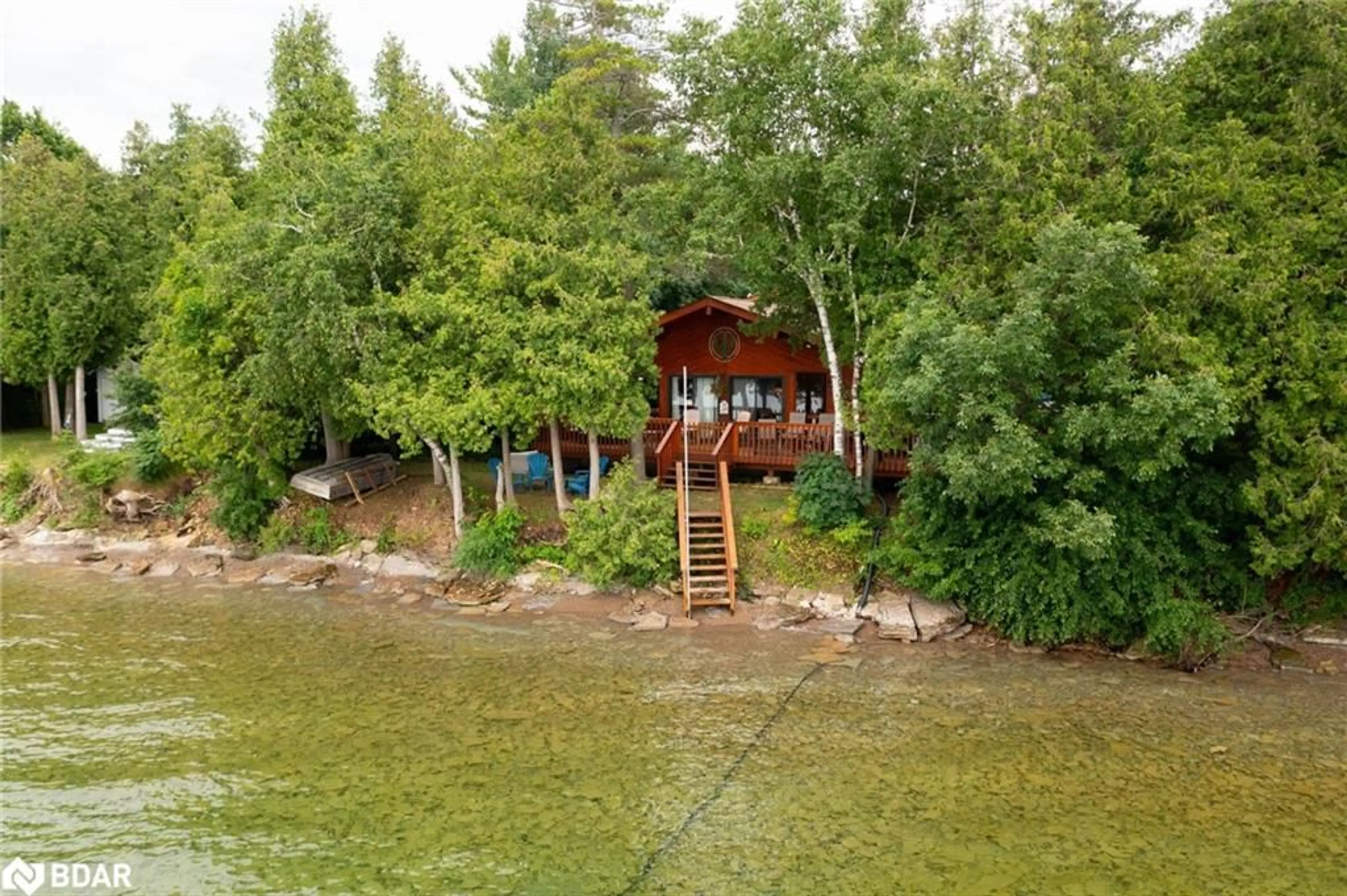 A pic from outside/outdoor area/front of a property/back of a property/a pic from drone, water/lake/river/ocean view for 344 Loon Rd, Georgina Island Ontario L0E 1R0