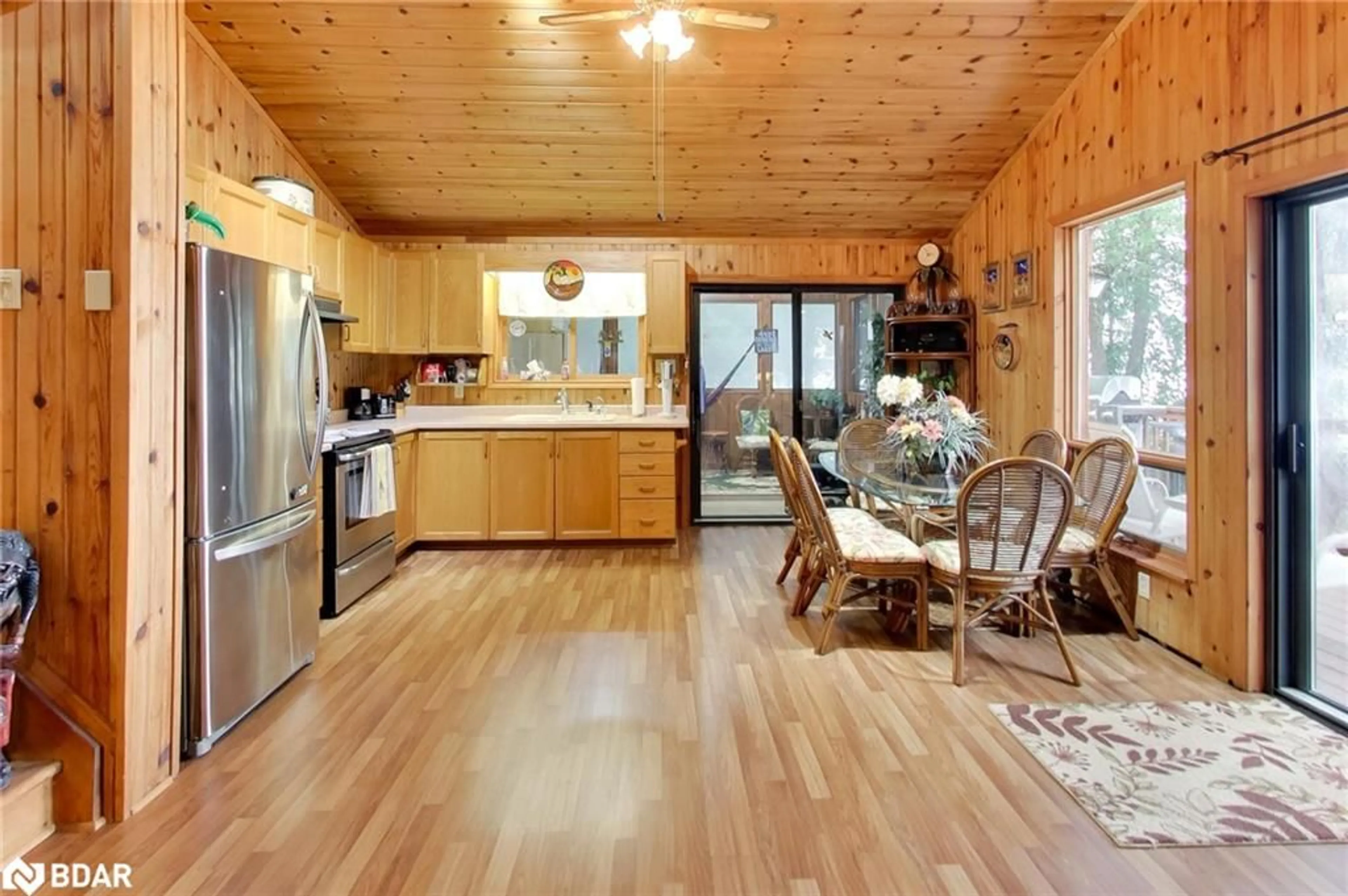 Open concept kitchen, wood/laminate floor for 344 Loon Rd, Georgina Island Ontario L0E 1R0