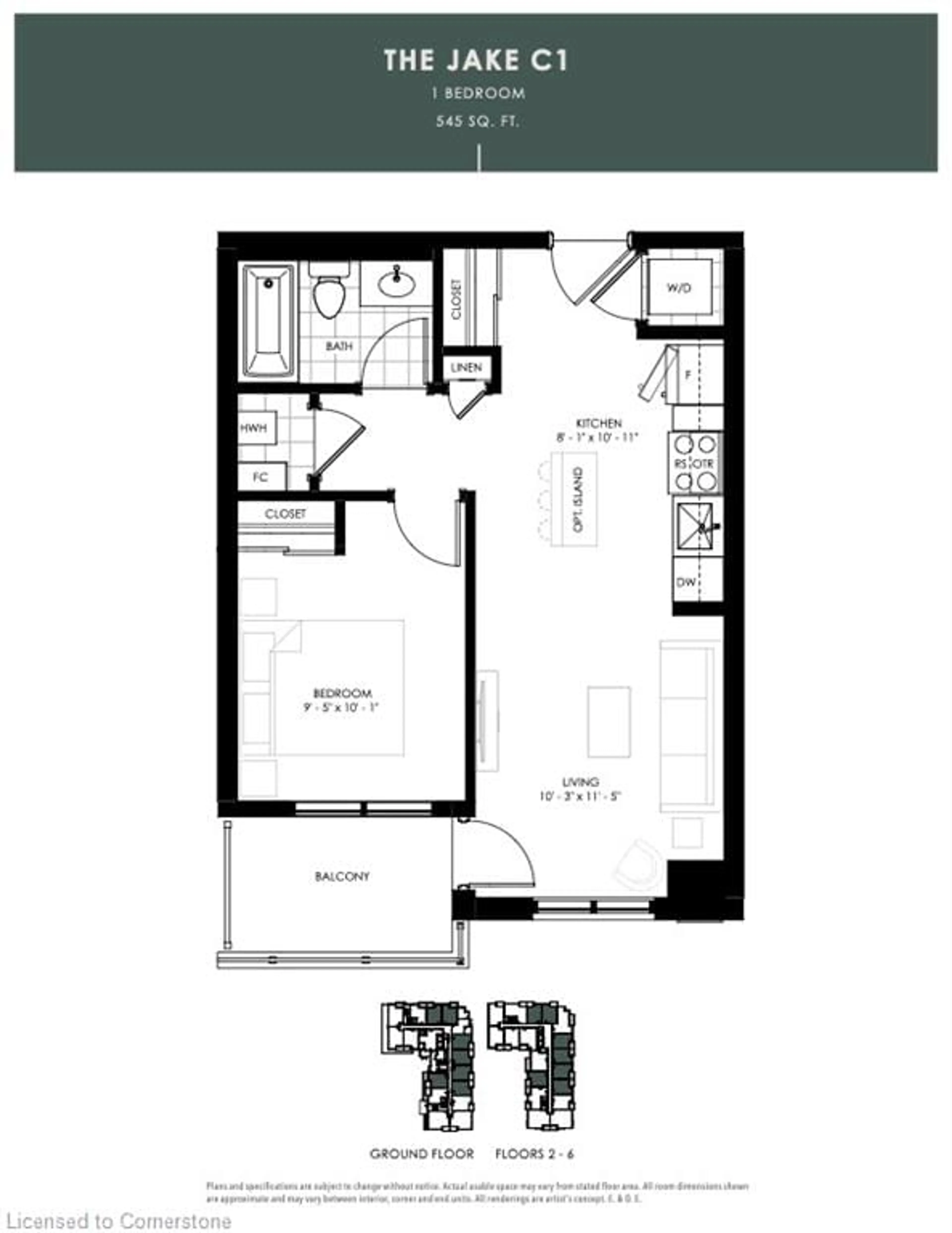 Floor plan for 101 Golden Eagle Rd #406, Waterloo Ontario N2V 0H4