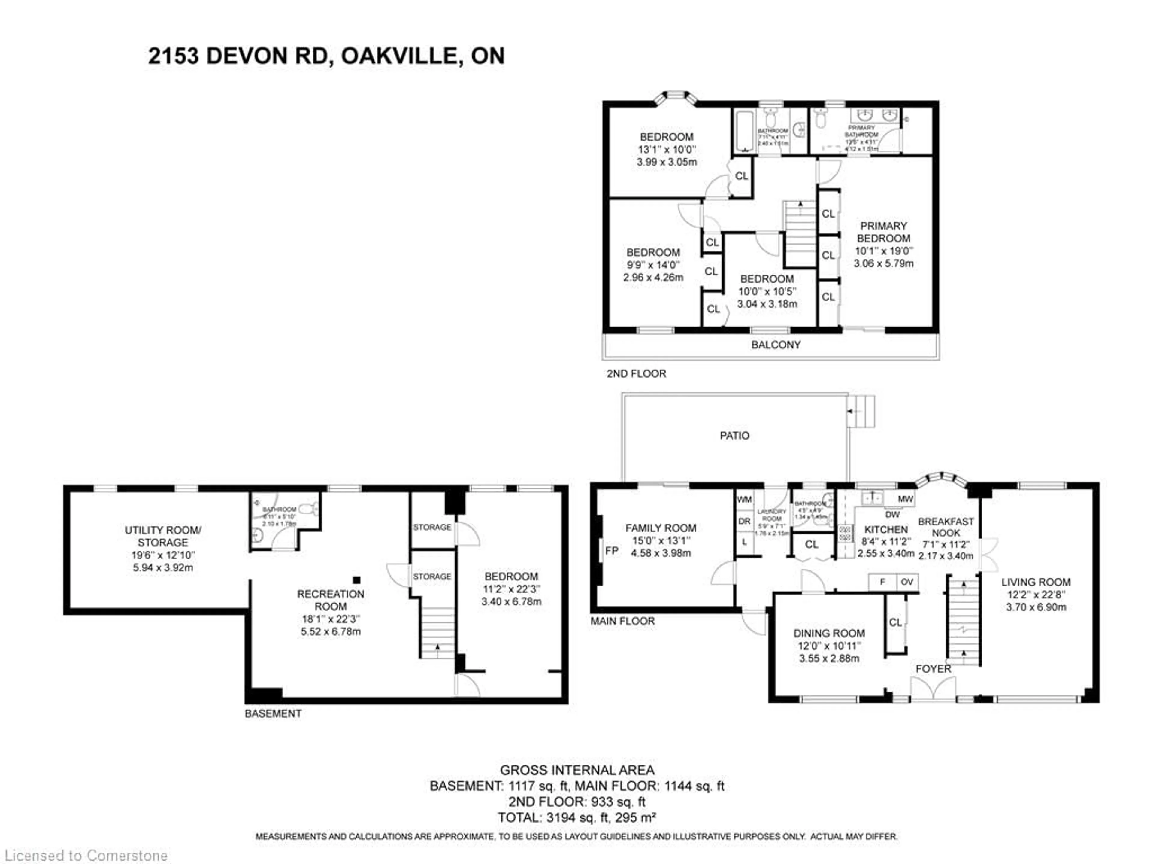 Floor plan for 2153 Devon Rd, Oakville Ontario L6J 5M1