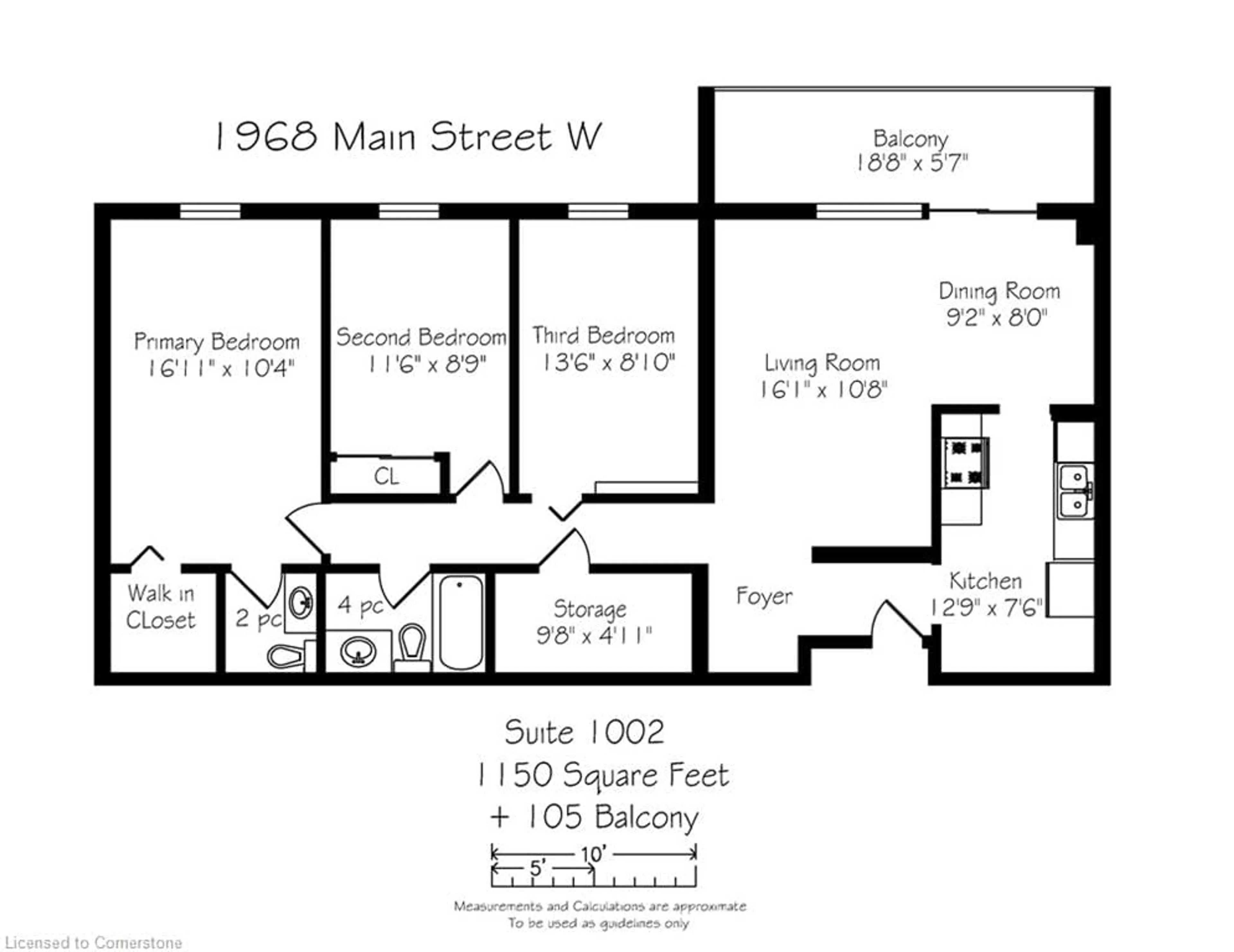 Floor plan for 1968 Main St #1002, Hamilton Ontario L8S 1J7