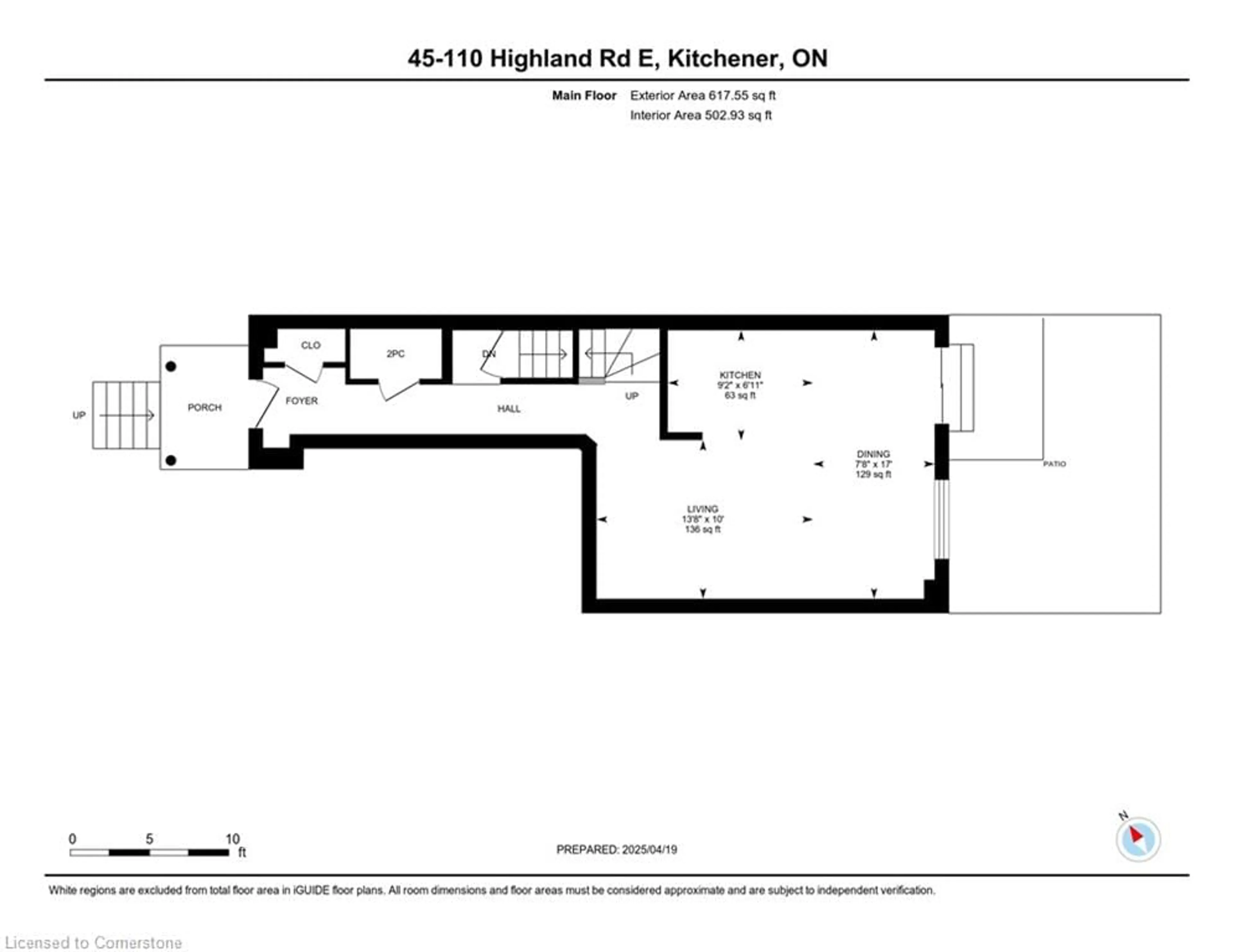 Floor plan for 110 Highland Rd #45, Kitchener Ontario N2M 3S1